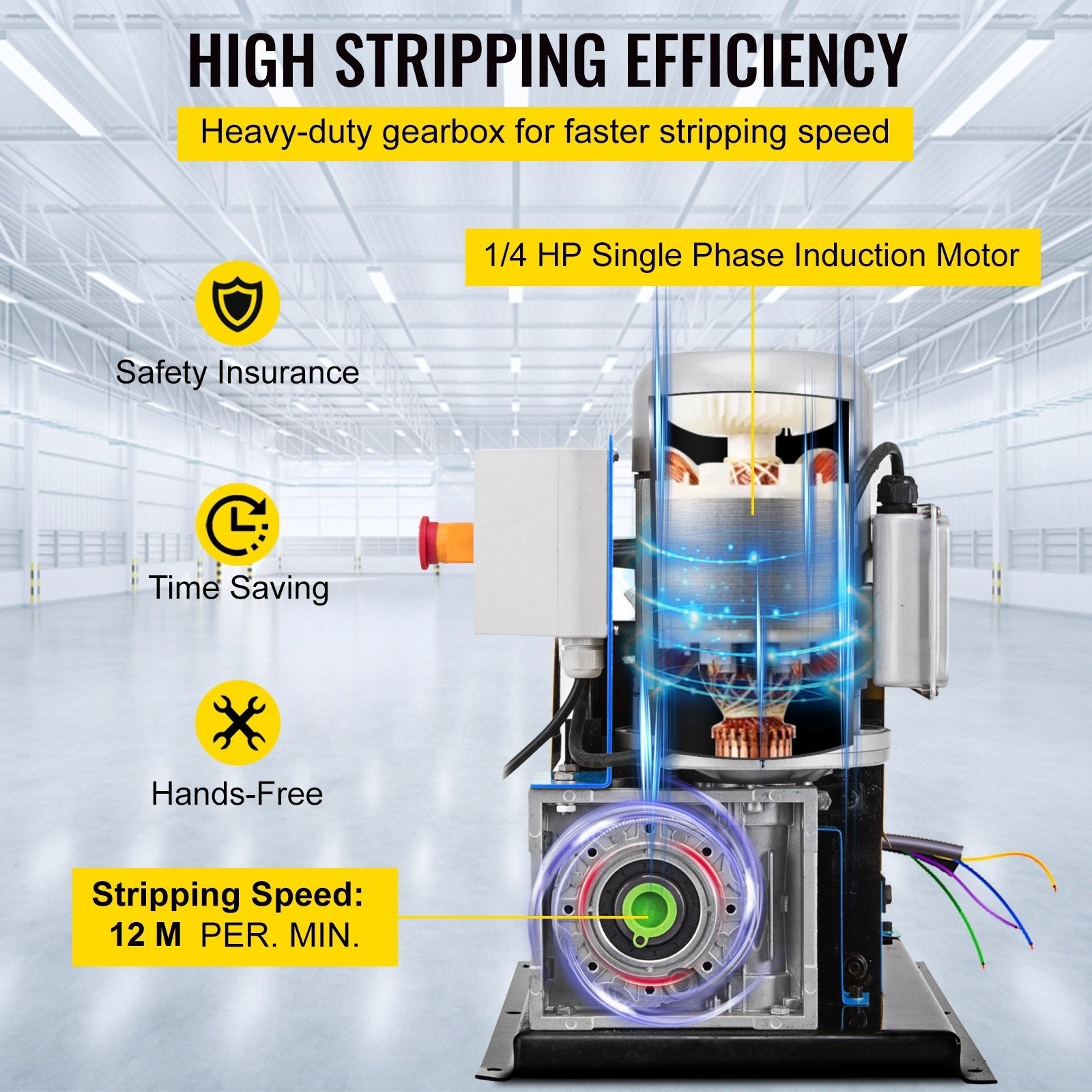 VEVOR Wire Stripping Machine DA 0.06 inch -1.5 inch,Wire Stripper Machine 11 Channels 10 Blades, Automatic Wire Stripping Tool with Manual Hand Cranked Industrial for Recycling Copper Wire 