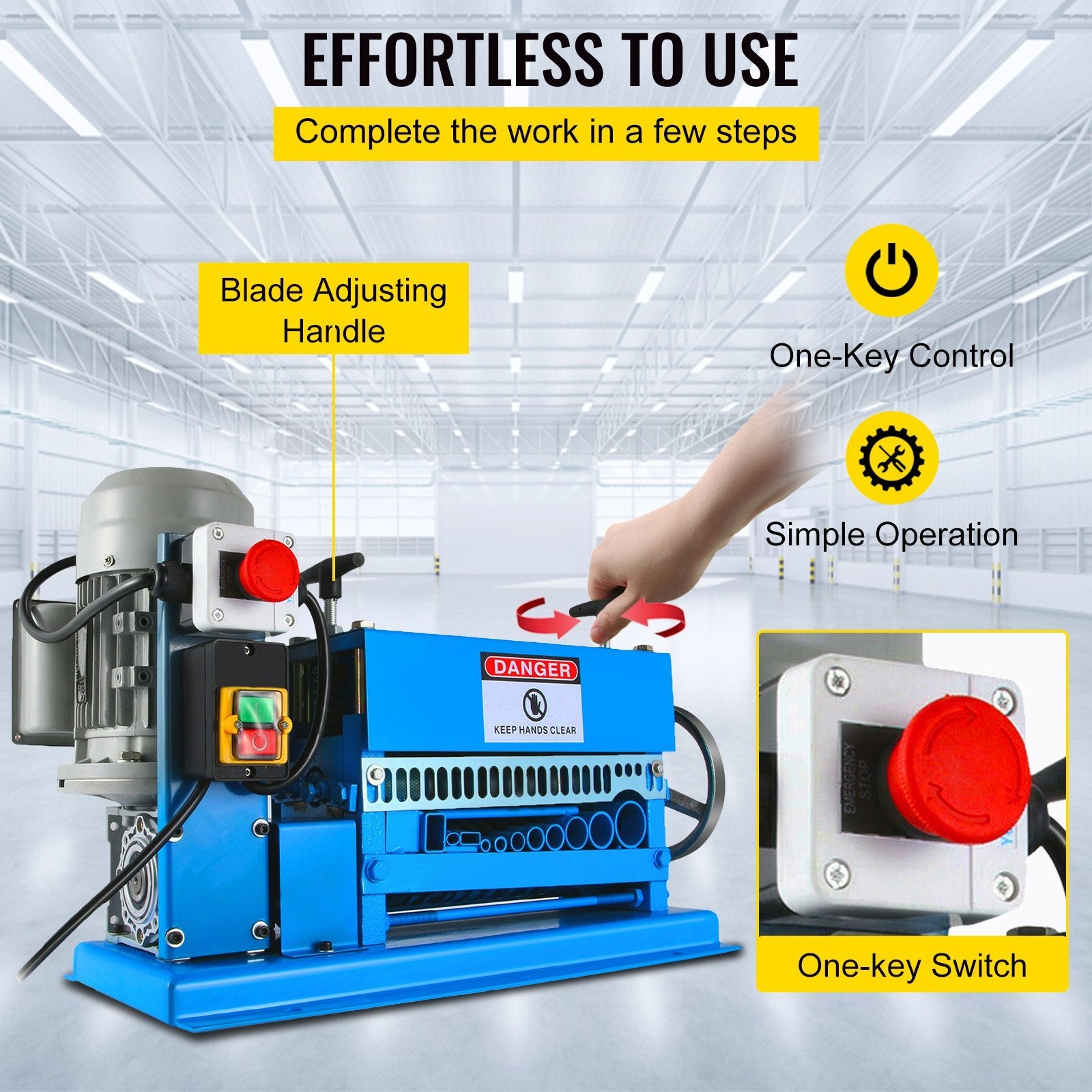 VEVOR Wire Stripping Machine DA 0.06 inch -1.5 inch,Wire Stripper Machine 11 Channels 10 Blades, Automatic Wire Stripping Tool with Manual Hand Cranked Industrial for Recycling Copper Wire 