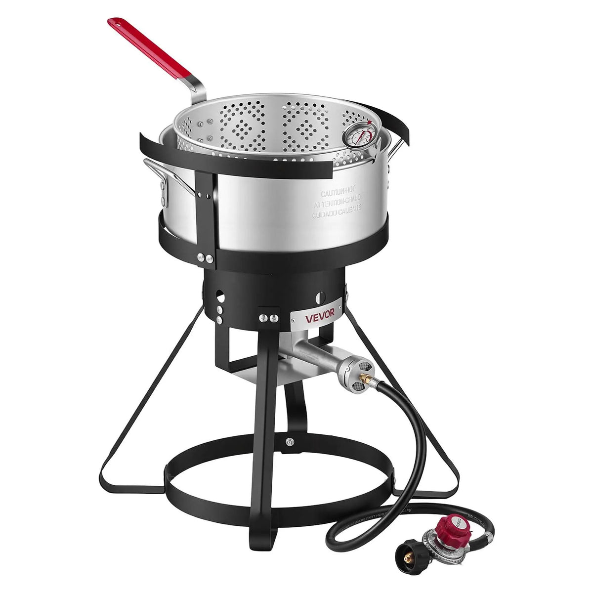 10 Qt Aluminum Fish & Wing Fryer with 54,000 BTU Propane Burner, Cooking Basket & Stand