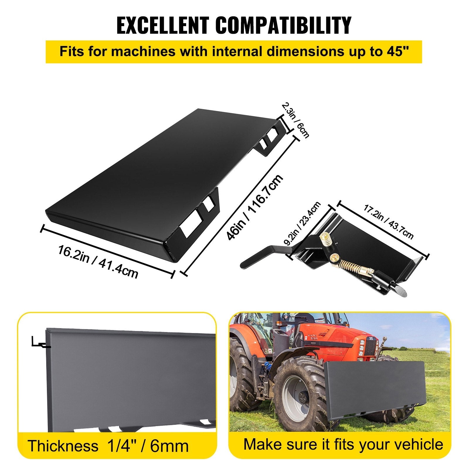 VEVOR Skid Steer Quick Attachment Plate & Conversion Adapter Latch Box 1/4" 