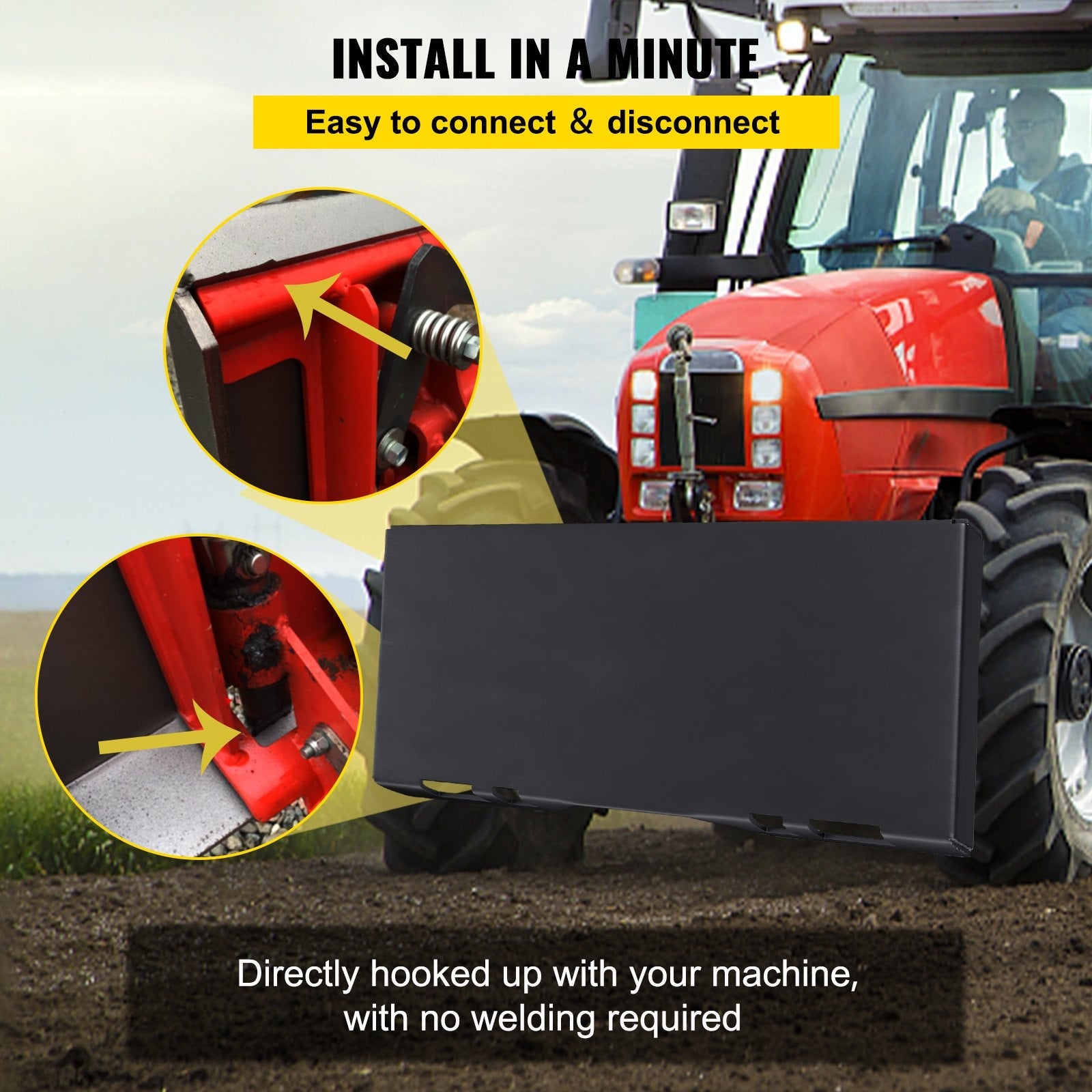 VEVOR Skid Steer Quick Attachment Plate & Conversion Adapter Latch Box 1/4" 