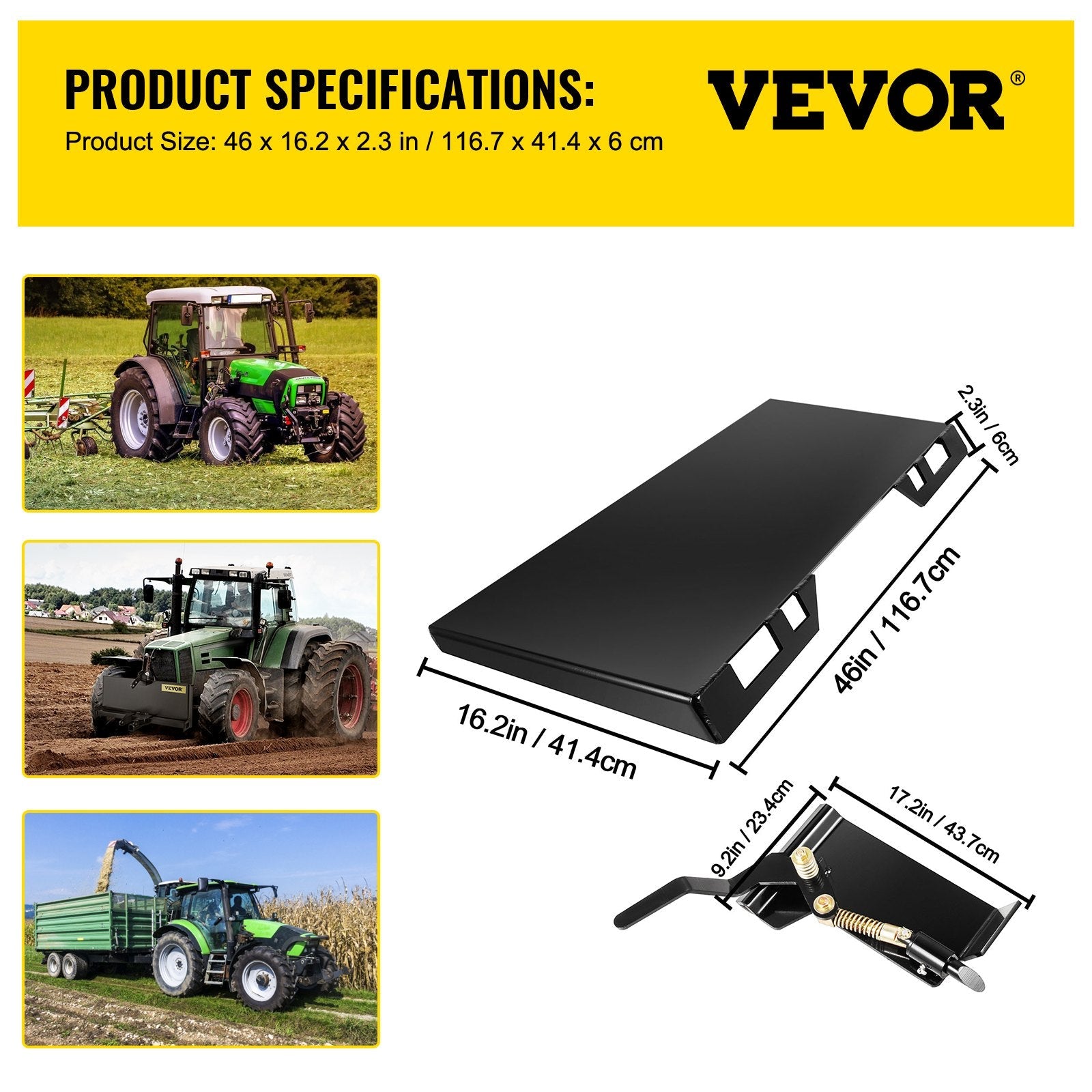 VEVOR Skid Steer Quick Attachment Plate & Conversion Adapter Latch Box 1/4" 