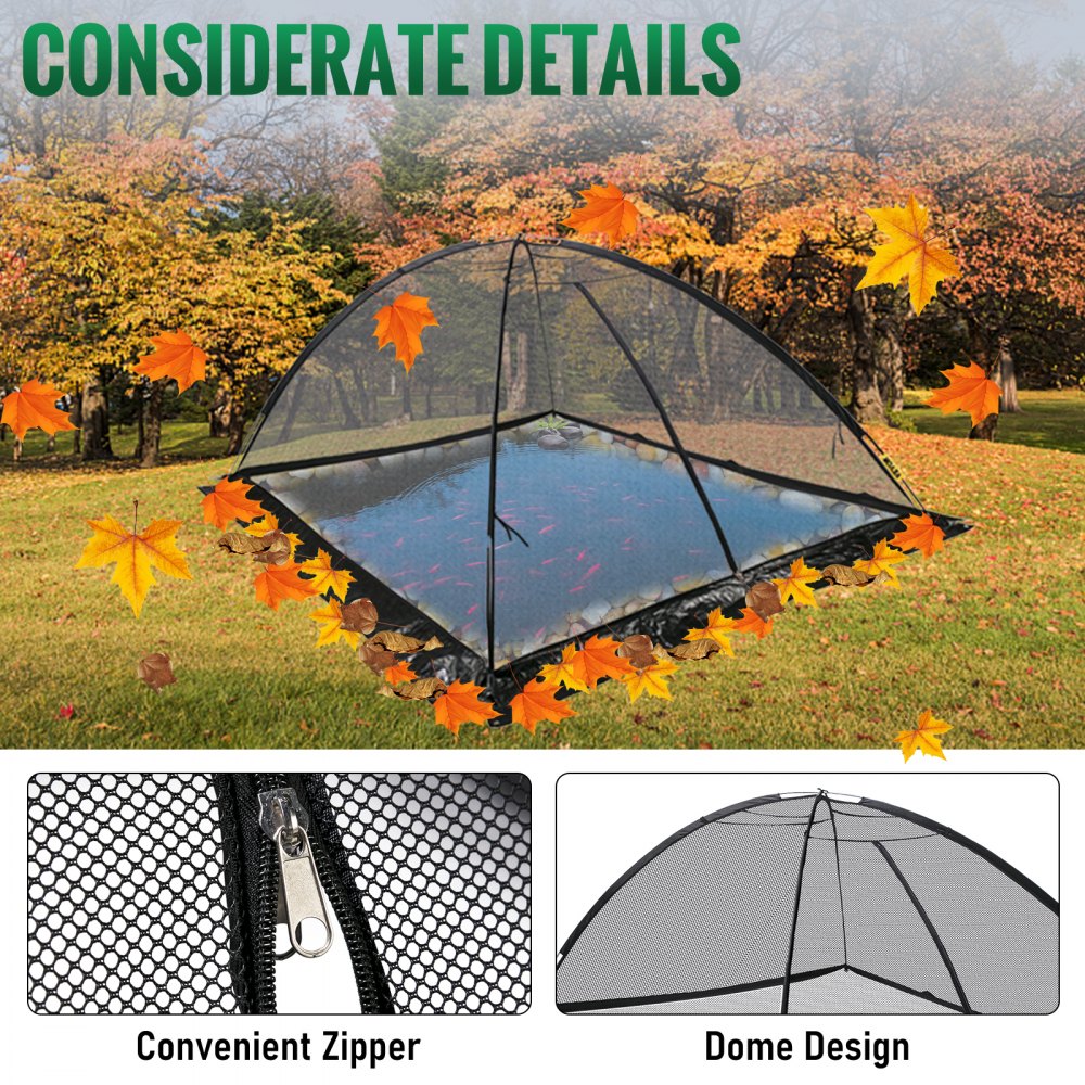 VEVOR Pond Cover Dome Garden Pond Net 10x14 FT Black Netting Covers for Leaves 