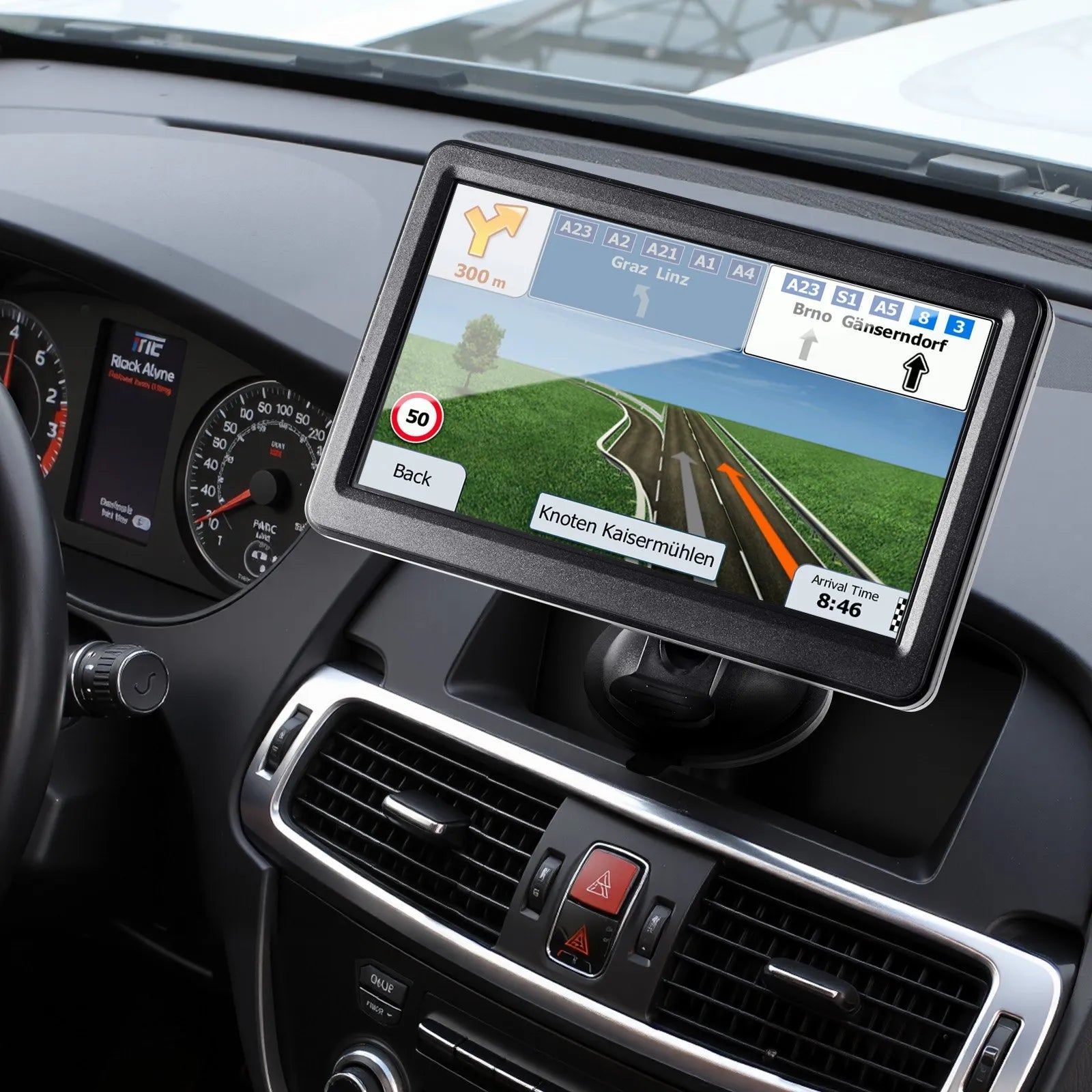VEVOR GPS Navigator for Car, 7 inch Touch Screen 16GB GPS Navigation System with Lifetime Map Updates, Voice Turn-by-Turn Guidance, Speed and Red Light Warning, Custom Truck Routing, for Car Truck RV 