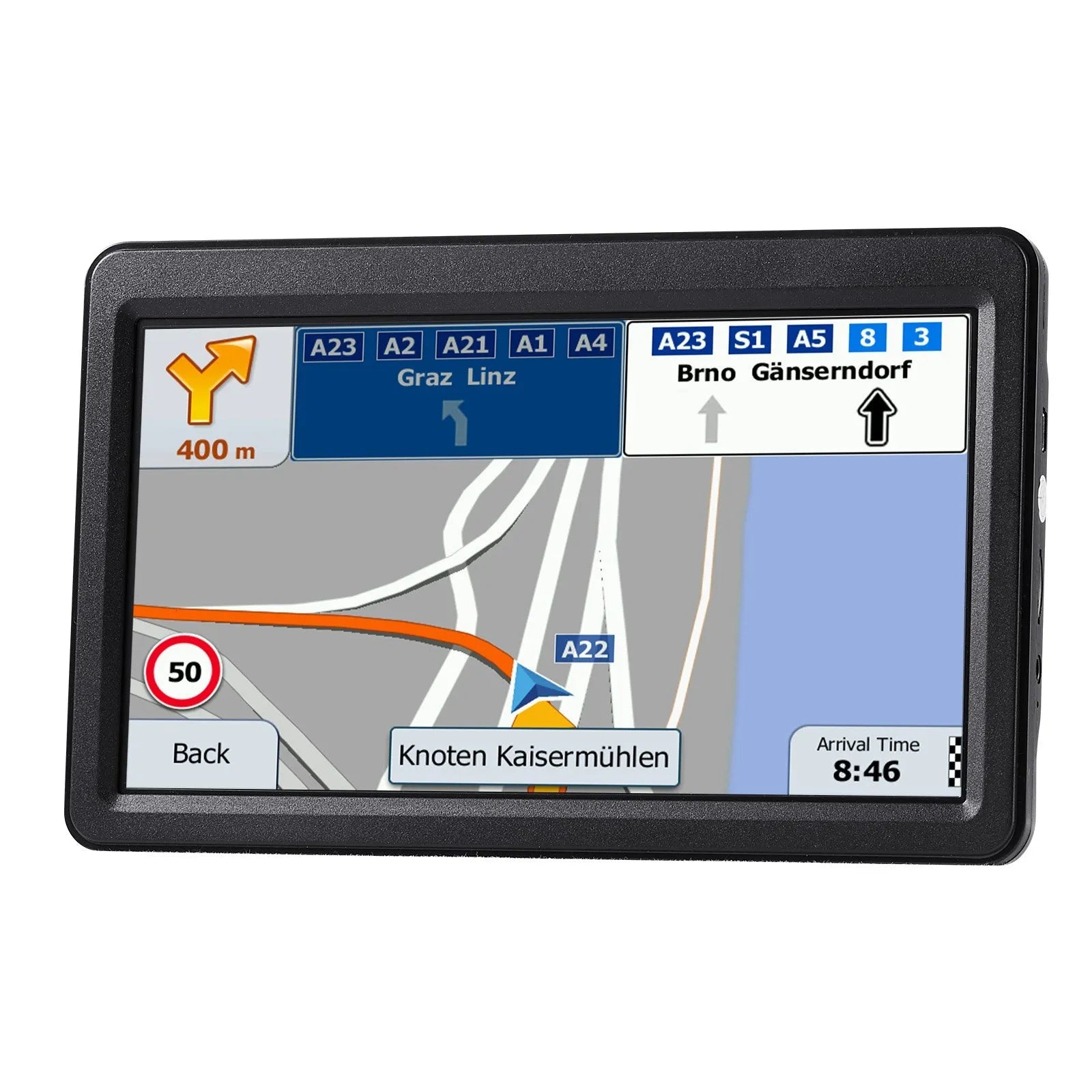 VEVOR GPS Navigator for Car, 7 inch Touch Screen 16GB GPS Navigation System with Lifetime Map Updates, Voice Turn-by-Turn Guidance, Speed and Red Light Warning, Custom Truck Routing, for Car Truck RV 
