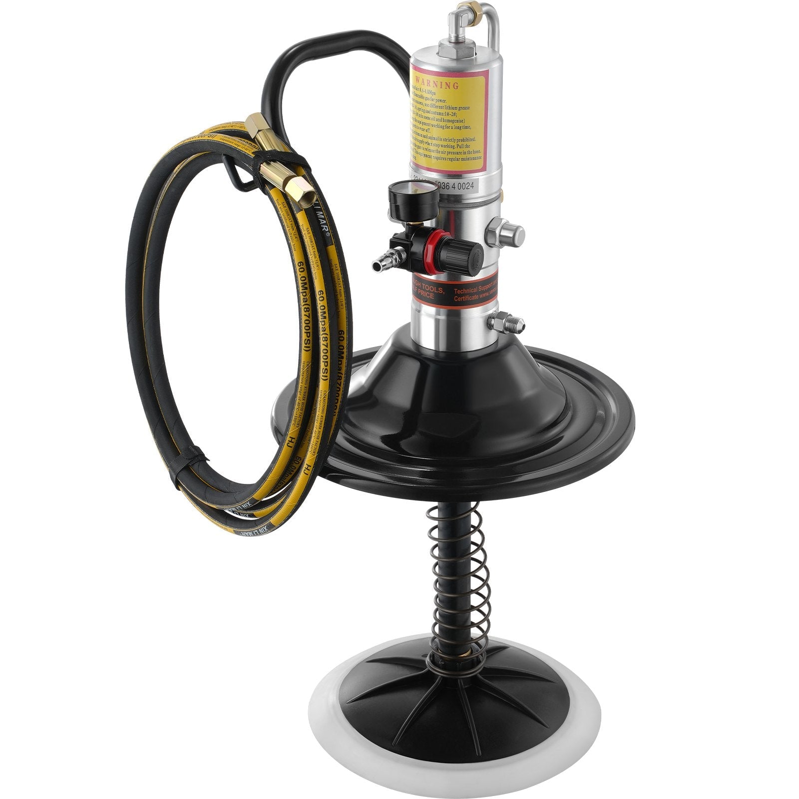 VEVOR Grease Pump, 50:1 Pressure Ratio Air Operated Grease Pump with 13 ft High Pressure Hose and Grease Gun, Pneumatic Grease Pump with Barrel Cap, Portable Lubrication Grease Pump 360° Gun Head 