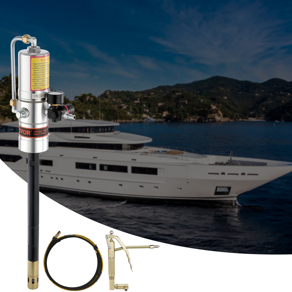 VEVOR Grease Pump, 50:1 Pressure Ratio Air Operated Grease Pump with 13 ft High Pressure Hose and Grease Gun, Pneumatic Grease Pump, Portable Lubrication Grease Pump with 360° Swivel Grease Gun Head 