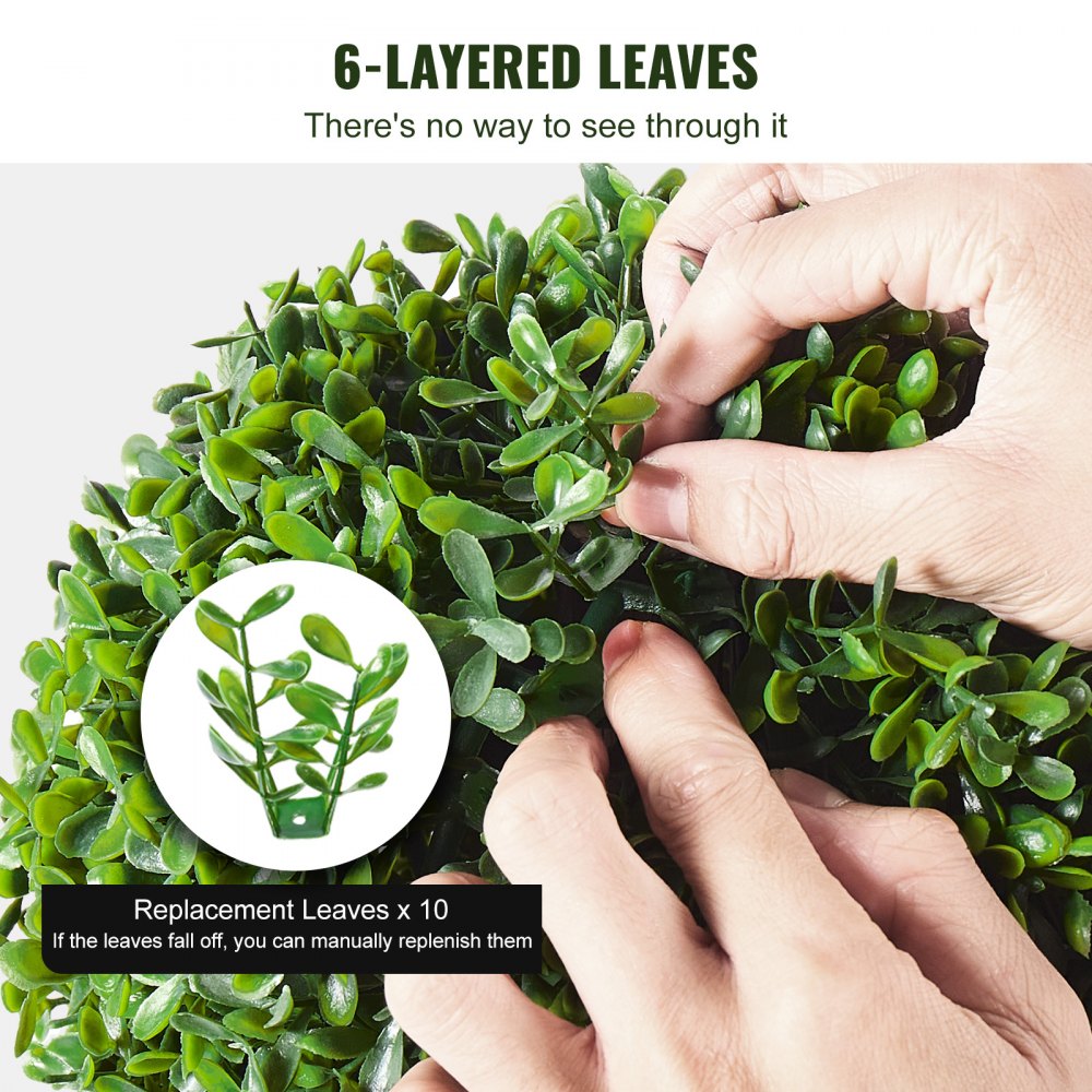 VEVOR 2 Pack 3' Artificial Boxwood Topiary Tree Faux Plant UV Decor In/Outdoor 
