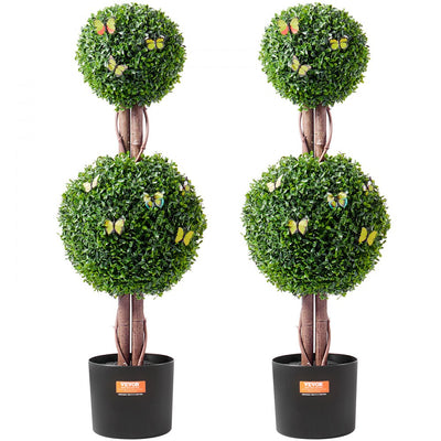 VEVOR 2 Pack 3' Artificial Boxwood Topiary Tree Faux Plant UV Decor In/Outdoor 