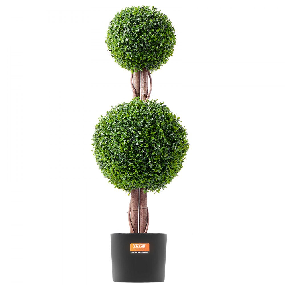 VEVOR 2 Pack 3' Artificial Boxwood Topiary Tree Faux Plant UV Decor In/Outdoor 