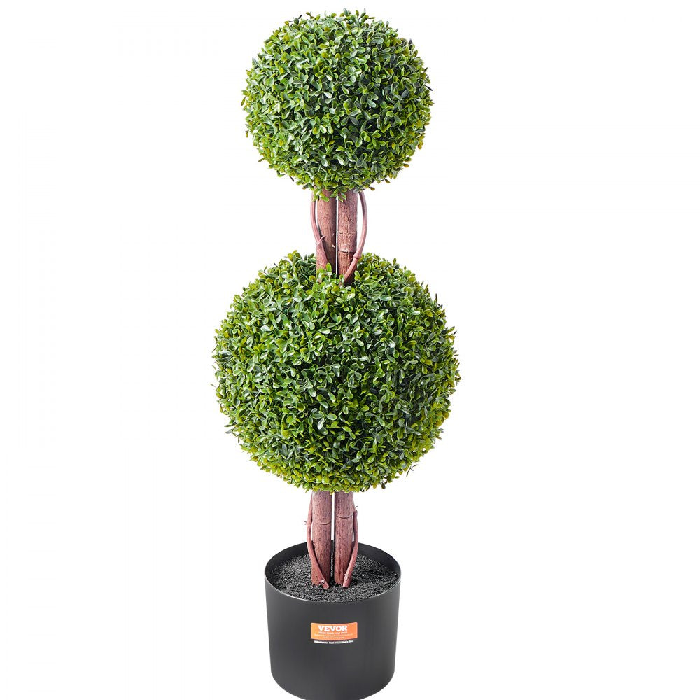 VEVOR 2 Pack 3' Artificial Boxwood Topiary Tree Faux Plant UV Decor In/Outdoor 