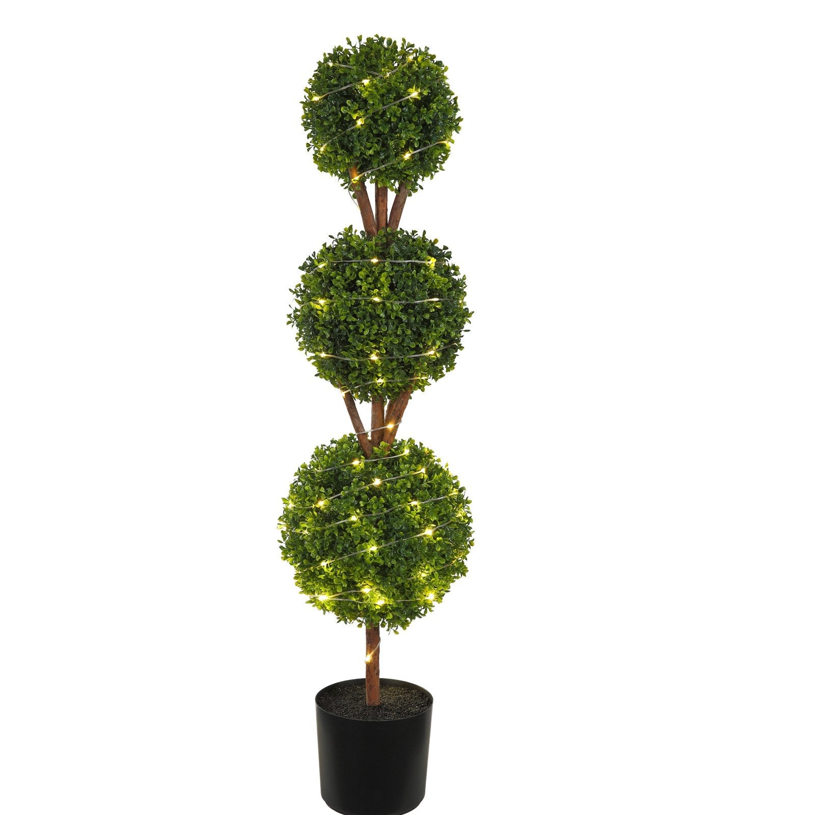 VEVOR Artificial Topiaries Boxwood Trees, 48 inch Tall (2 Pieces), 3 Ball-Shape Faux Topiaries Plant with Planters, Green Feaux Plant w/ Replaceable Leaves & Port for Decorative Indoor/Outdoor/Garden 