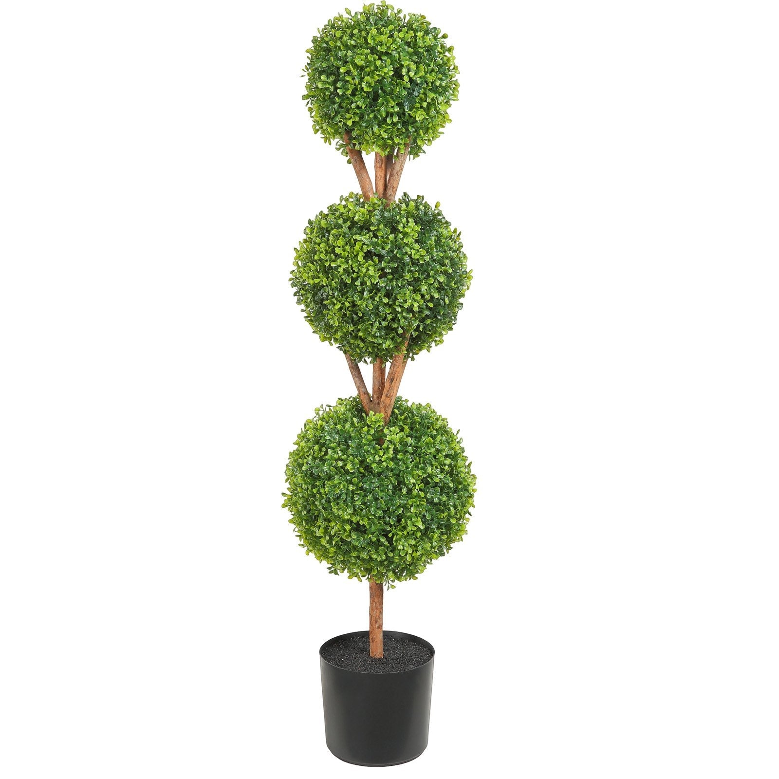 VEVOR Artificial Topiaries Boxwood Trees, 48 inch Tall (2 Pieces), 3 Ball-Shape Faux Topiaries Plant with Planters, Green Feaux Plant w/ Replaceable Leaves & Port for Decorative Indoor/Outdoor/Garden 