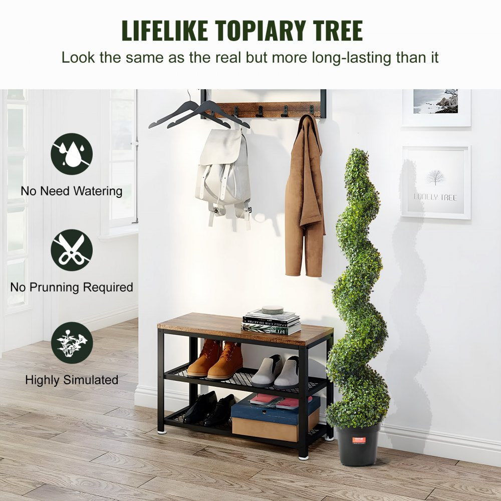 VEVOR 2 Pack 5' Artificial Boxwood Topiary Tree Faux Plant UV Decor In/Outdoor 