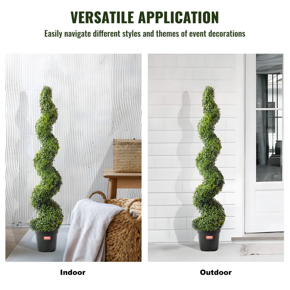 VEVOR 2 Pack 5' Artificial Boxwood Topiary Tree Faux Plant UV Decor In/Outdoor 