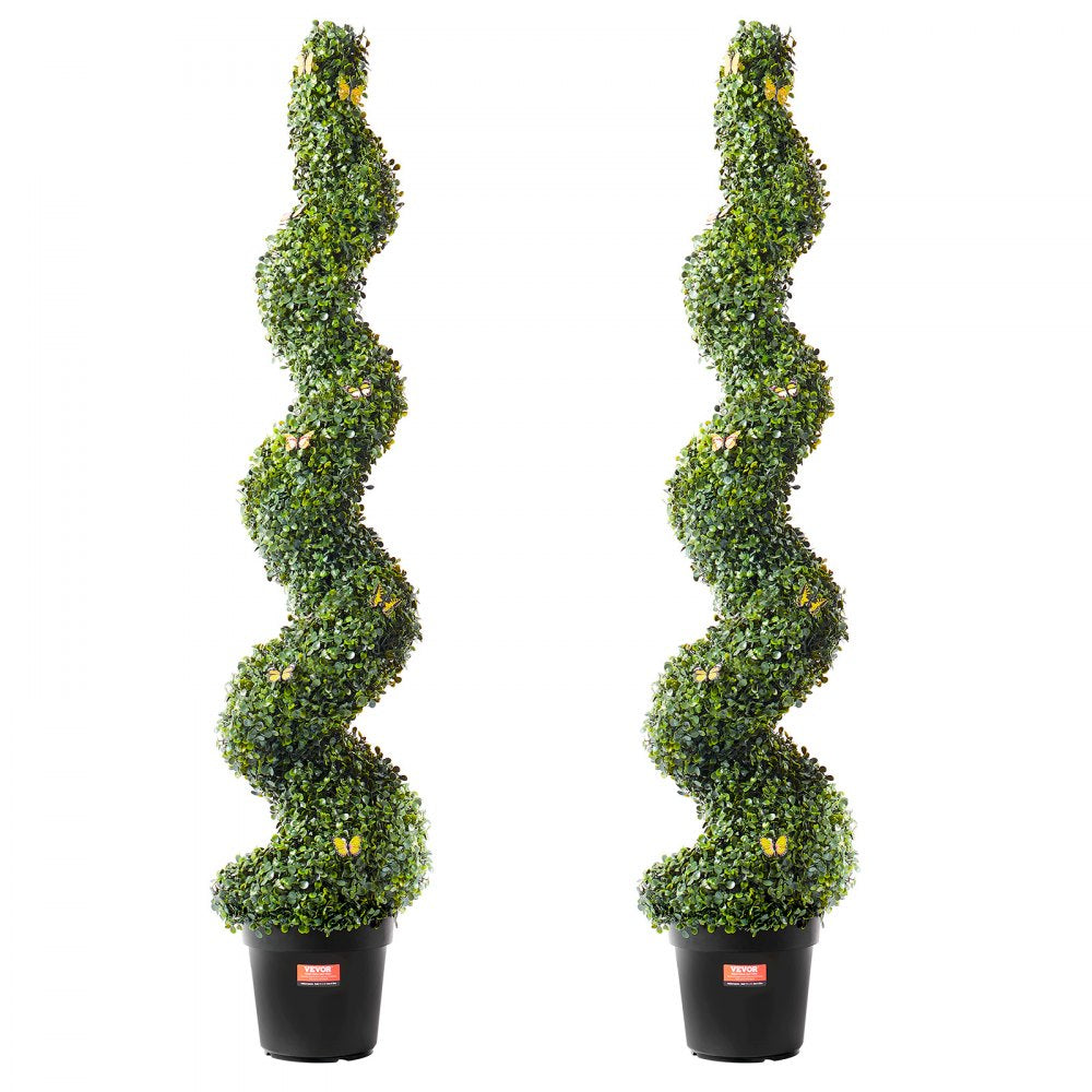 VEVOR 2 Pack 5' Artificial Boxwood Topiary Tree Faux Plant UV Decor In/Outdoor 
