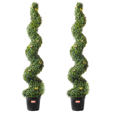 VEVOR 2 Pack 5' Artificial Boxwood Topiary Tree Faux Plant UV Decor In/Outdoor 
