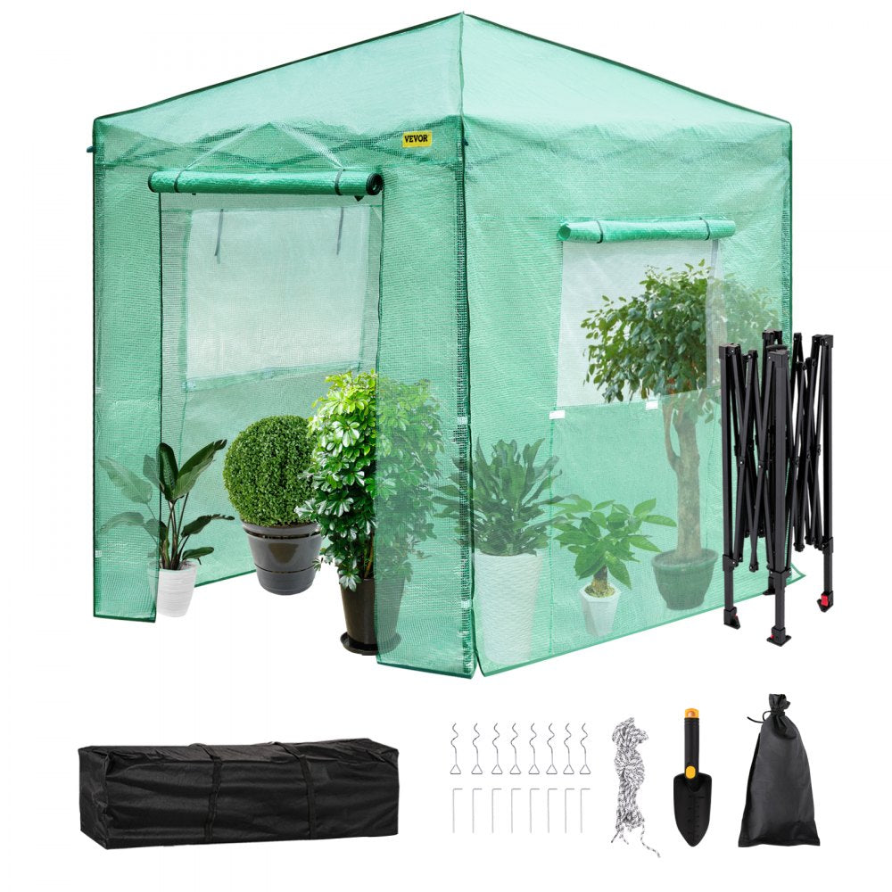 Vevor Walk-in Greenhouse Portable Pop-up Garden 8x6ft W/roll-up Doors & Windows 