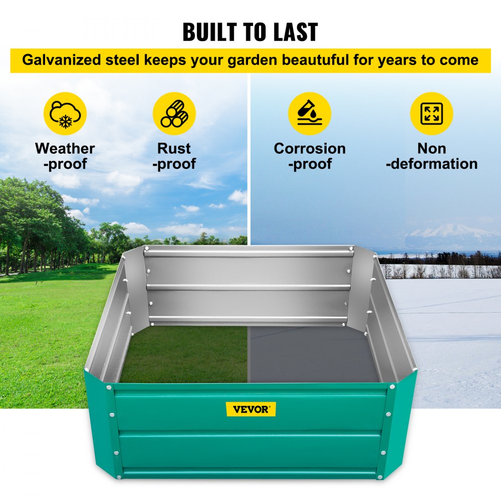 VEVOR Galvanized Raised Garden Bed, 32" x 32" x 12" Metal Planter Box, Steel Raised Garden Bed Kit, Black Planter Boxes Outdoor for Growing Vegetables, Flowers, Fruits, Herbs, and Succulents 