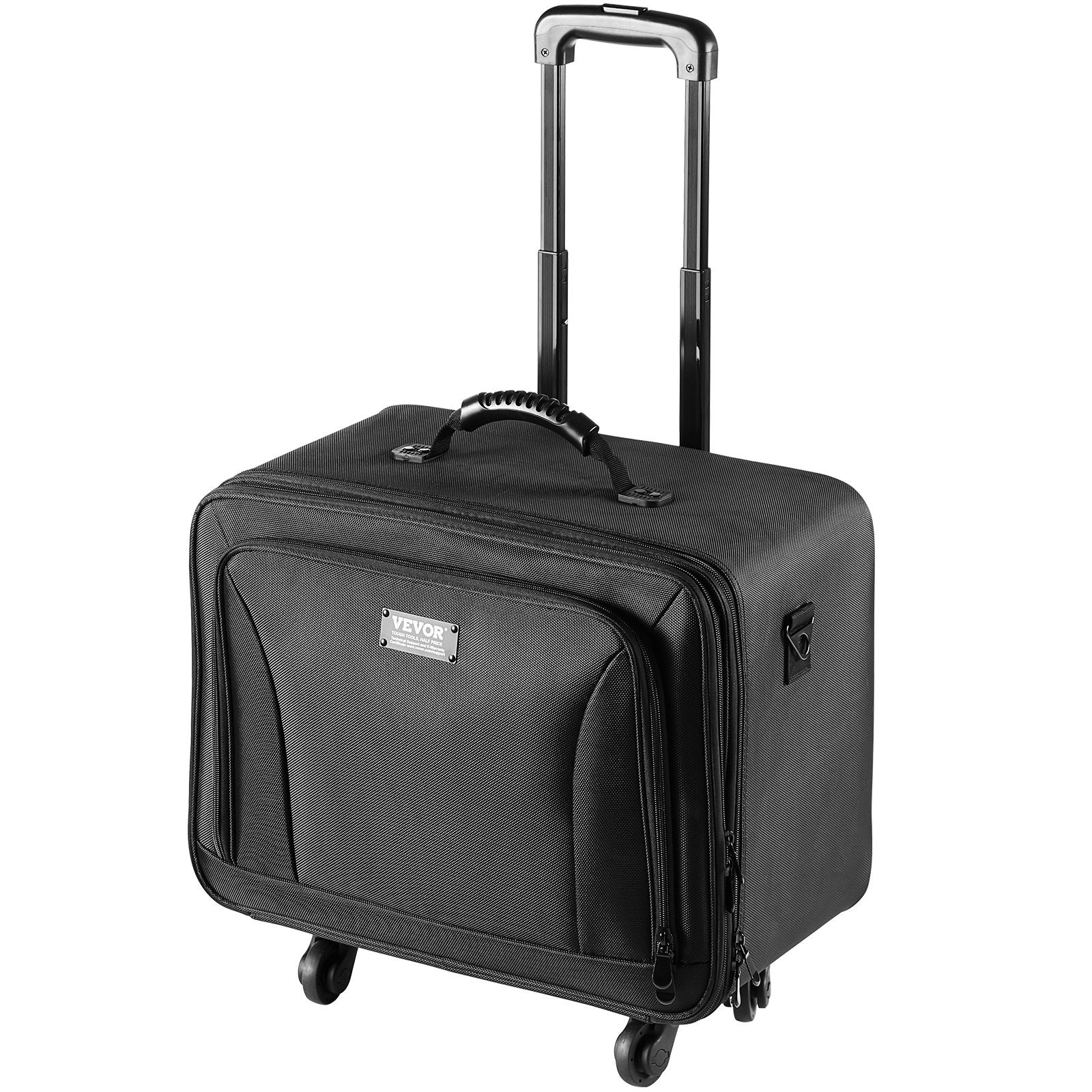 VEVOR Rolling Makeup Train Case Large Storage 3 Tiers, Convenient Carry With Handle, Wheels, Strap, Professional Makeup Storage Organizer Box Make Up Carrier Waterproof Oxford, Black 