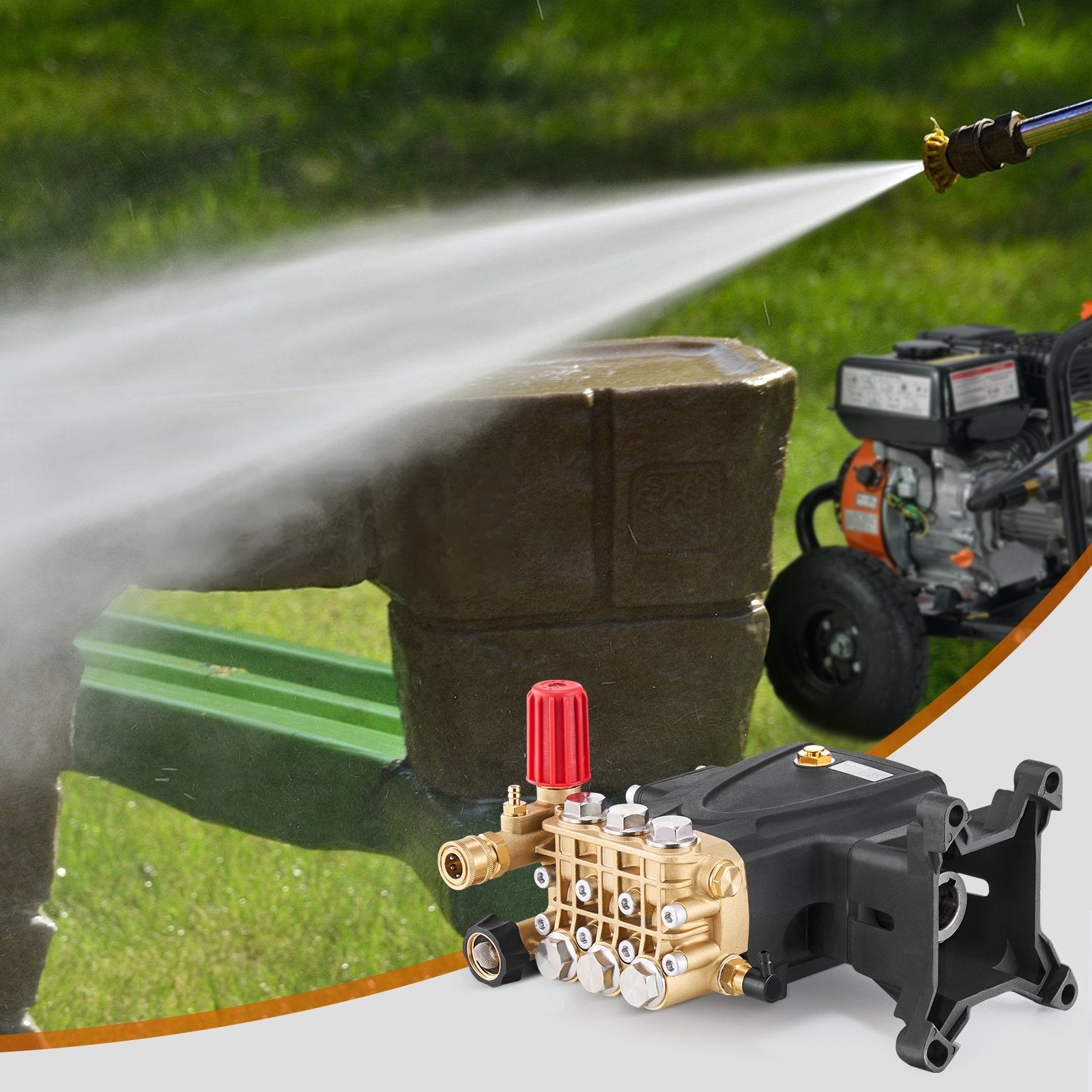 VEVOR Pressure Washer Pump 1" Shaft Horizontal Triplex Plunger 4000 PSI 4.0GPM 