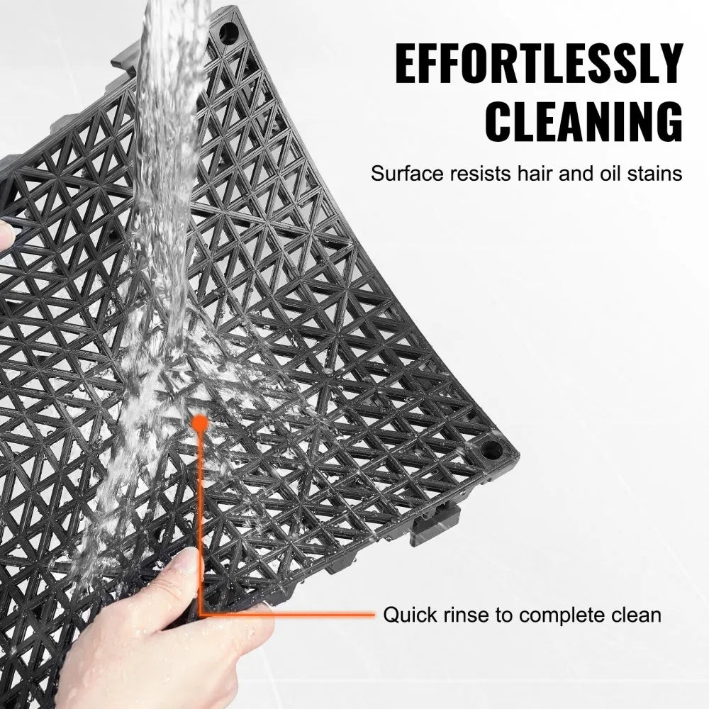 VEVOR Modular Interlocking Cushion, Black PVC Drainage Mats, 50 Pack Floor Tiles, Non-Slip Drainage Floor Tile, Bathroom Anti-Slip Mat, Kitchen Drainage Tile, Pool Floor Tile, Restroom Floor Mat, Wet Area Floor Tiles, Interlocking PVC Mats