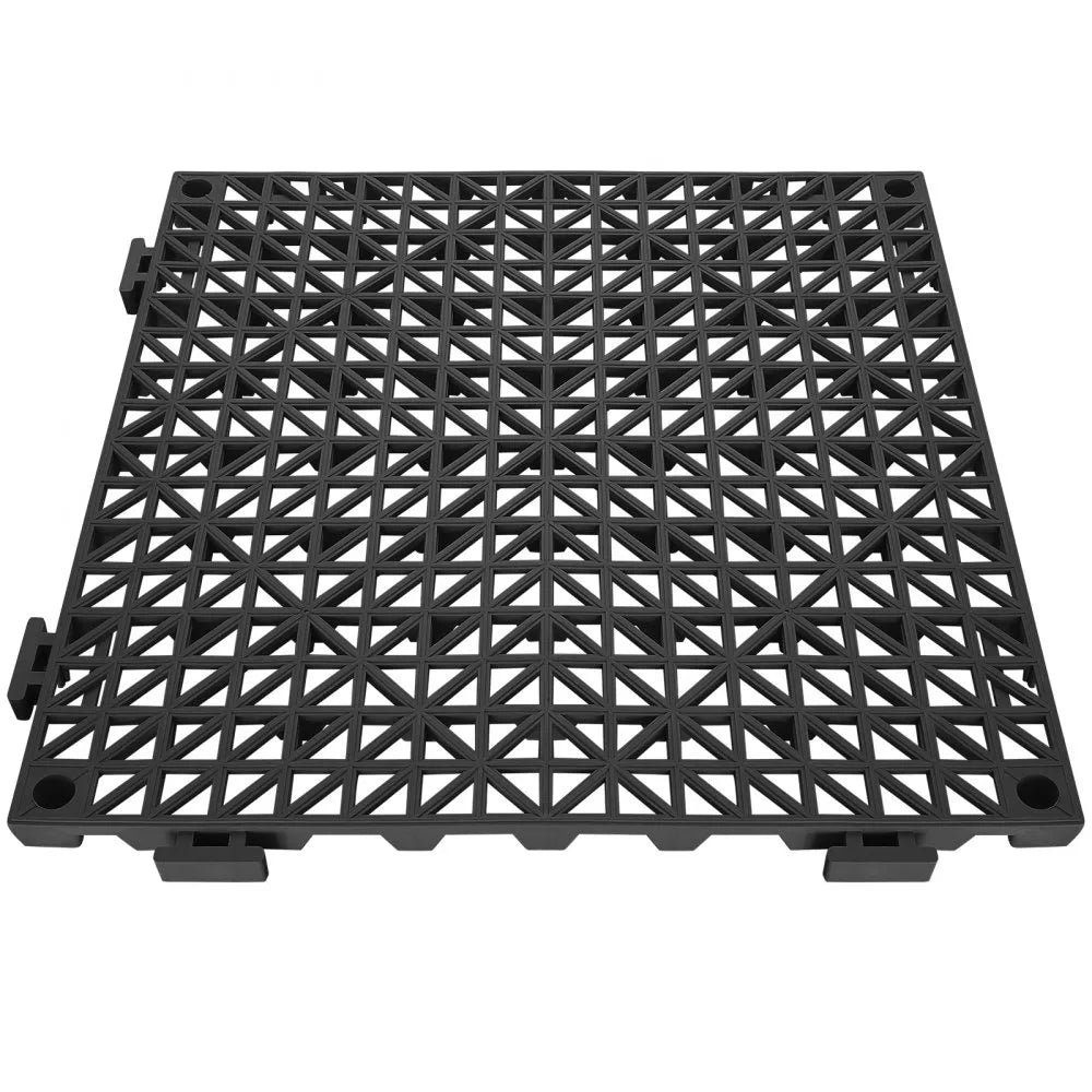 VEVOR Modular Interlocking Cushion, Black PVC Drainage Mats, 50 Pack Floor Tiles, Non-Slip Drainage Floor Tile, Bathroom Anti-Slip Mat, Kitchen Drainage Tile, Pool Floor Tile, Restroom Floor Mat, Wet Area Floor Tiles, Interlocking PVC Mats