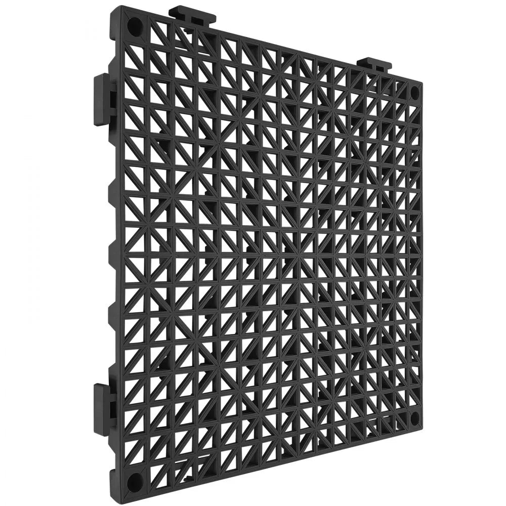 VEVOR Modular Interlocking Cushion, Black PVC Drainage Mats, 50 Pack Floor Tiles, Non-Slip Drainage Floor Tile, Bathroom Anti-Slip Mat, Kitchen Drainage Tile, Pool Floor Tile, Restroom Floor Mat, Wet Area Floor Tiles, Interlocking PVC Mats
