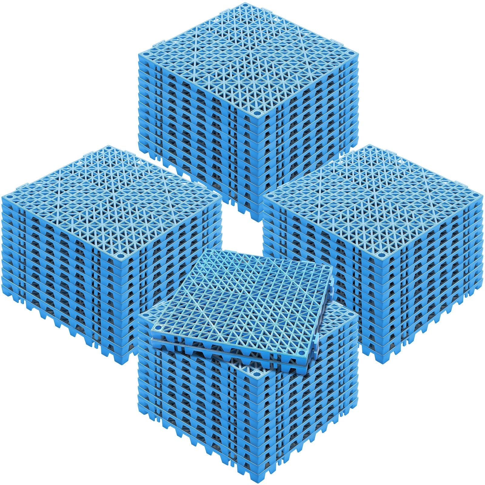 VEVOR Modular Interlocking Cushion, 50 Pack 12" x 12" Splicing Drainage Mats, Soft PVC Interlocking Drainage Floor Tiles, Non-Slip Drainage Holes for Restroom, Bathroom, Kitchen, Pool, Wet Areas, Blue 