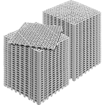 VEVOR Modular Interlocking Cushion, 55 Pack 12" x 12" Splicing Drainage Mats, Soft PVC Interlocking Drainage Floor Tiles, Non-Slip Drainage Holes for Restroom, Bathroom, Kitchen, Pool, Wet Areas, Gray 