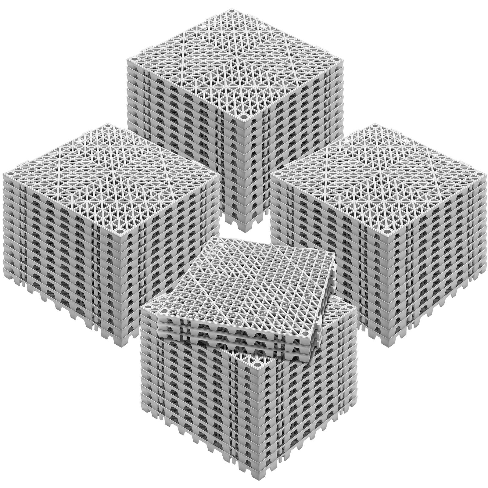 VEVOR Modular Interlocking Cushion, 55 Pack 12" x 12" Splicing Drainage Mats, Soft PVC Interlocking Drainage Floor Tiles, Non-Slip Drainage Holes for Restroom, Bathroom, Kitchen, Pool, Wet Areas, Gray 
