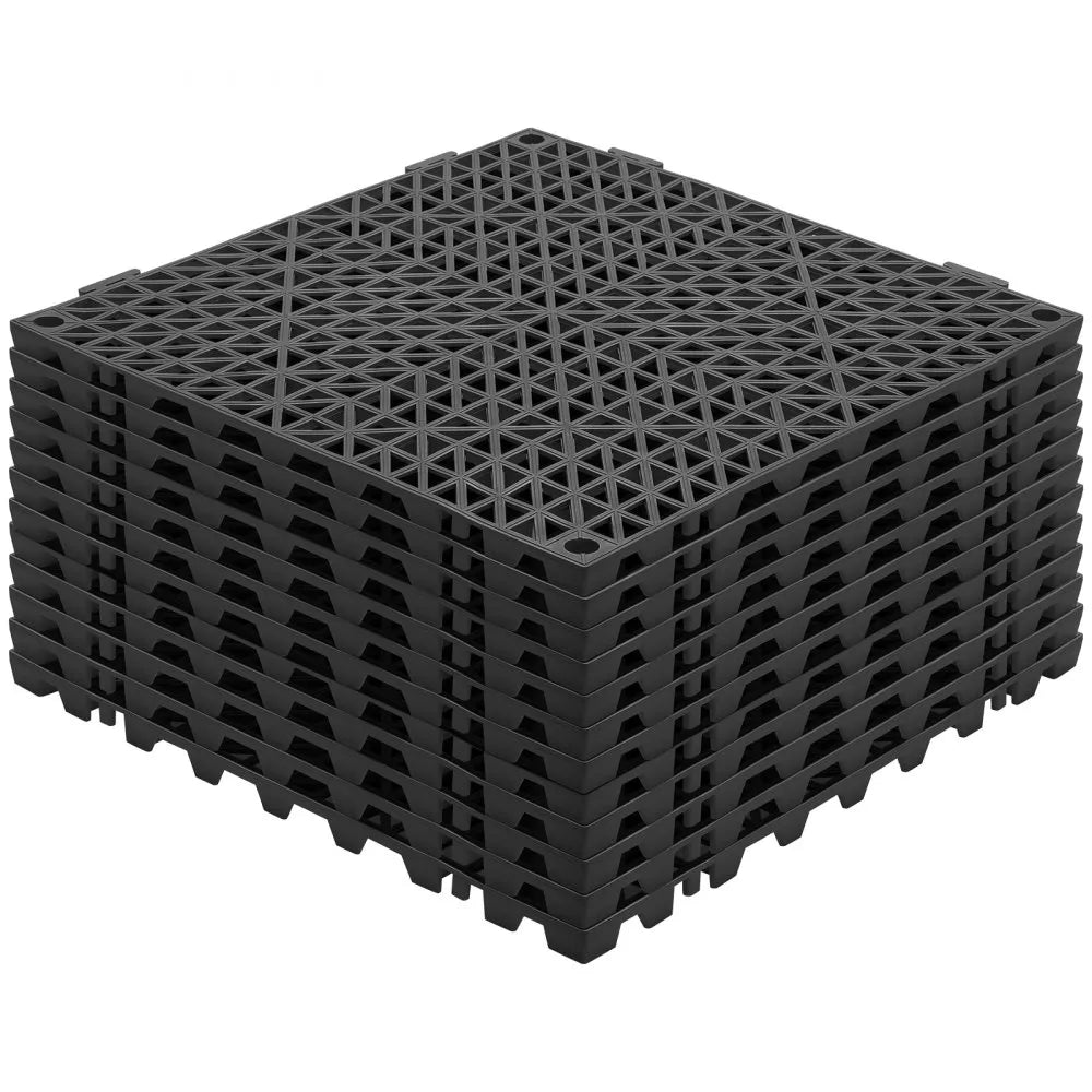 VEVOR Modular Interlocking Cushion, 12 Pack 12" x 12" Splicing Drainage Mats, Soft PVC Interlocking Drainage Floor Tiles, Non-Slip Drainage Holes for Restroom, Bathroom, Kitchen, Pool, Wet Areas, Blac