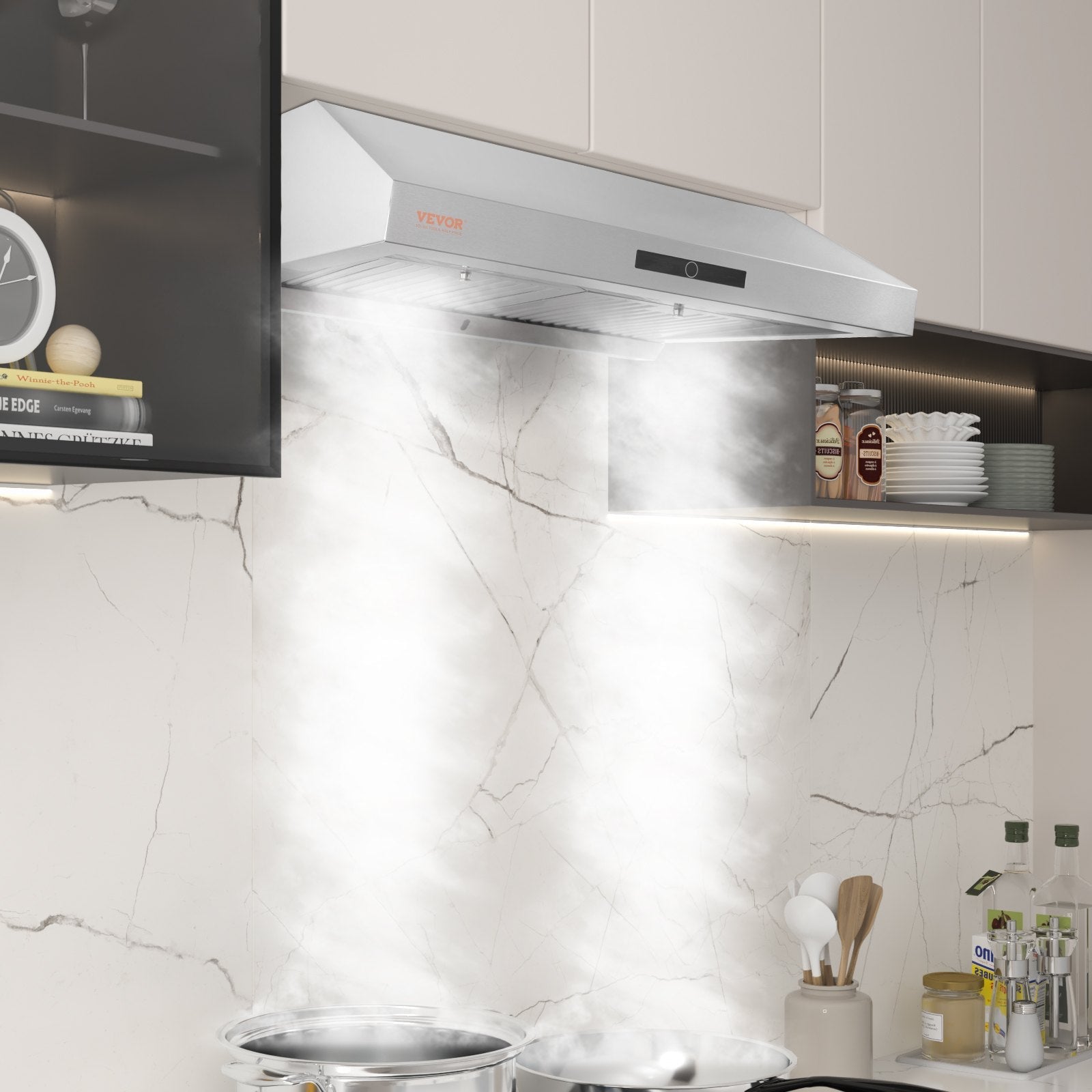 VEVOR 30" Under Cabinet Range Hood Ductless Kitchen Vent Stainless Steel LED 
