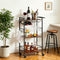 Bar Cart with Wine Rack & Glass Holder | 3-Tier Rolling Serving Cart | Rustic Brown & Black