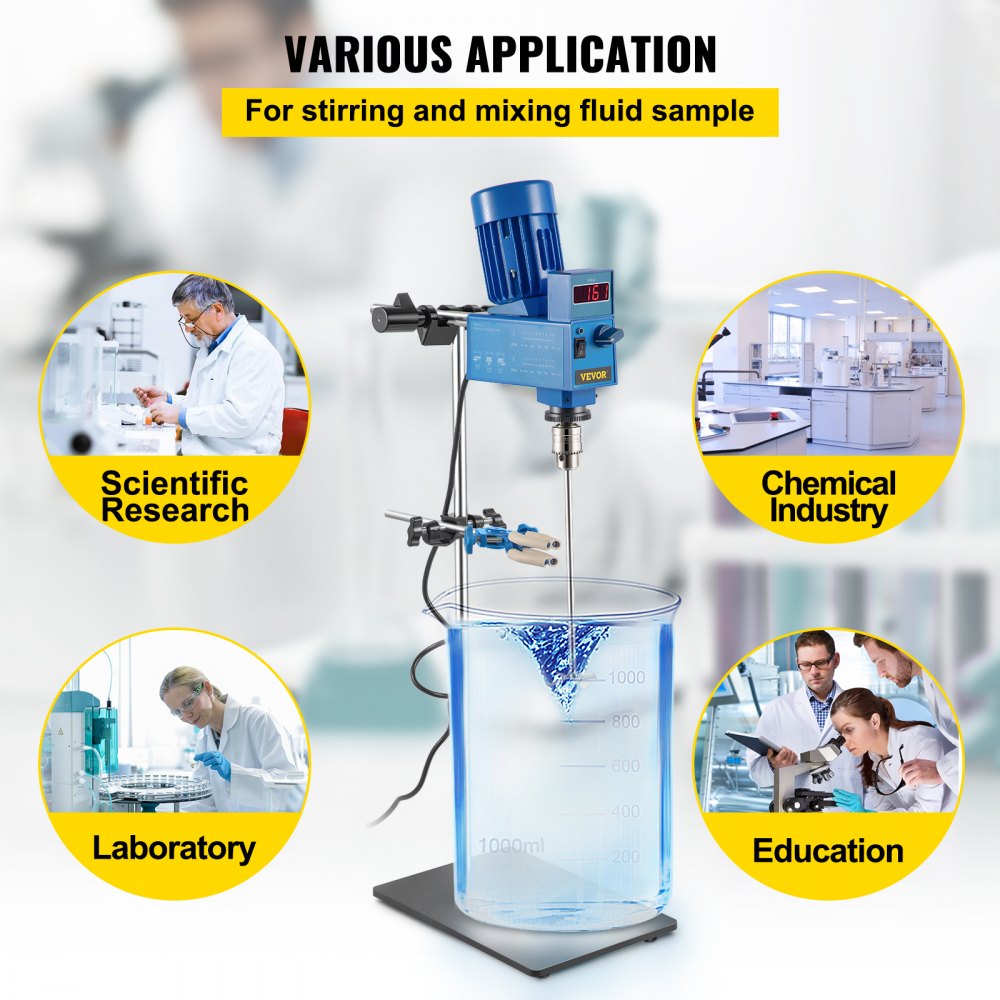 VEVOR 20L Electric Overhead Stirrer Mixer 2000RPM Digital Overhead Stirrer Mixer 200W Lab Mixer Blender Variable Speed Electric Overhead Mixer 
