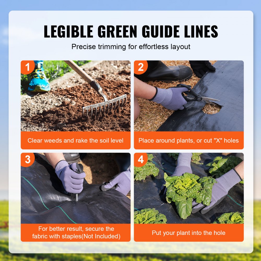 VEVOR Weed Barrier Landscape Fabric, 4 x 250 FT Geotextile Underlayment, PP Woven Garden Ground Cover, 5Oz Weed Control Fabric, Heavy Duty Weed Block Fabric w/Good Permeability, Gardening Mat, Black 