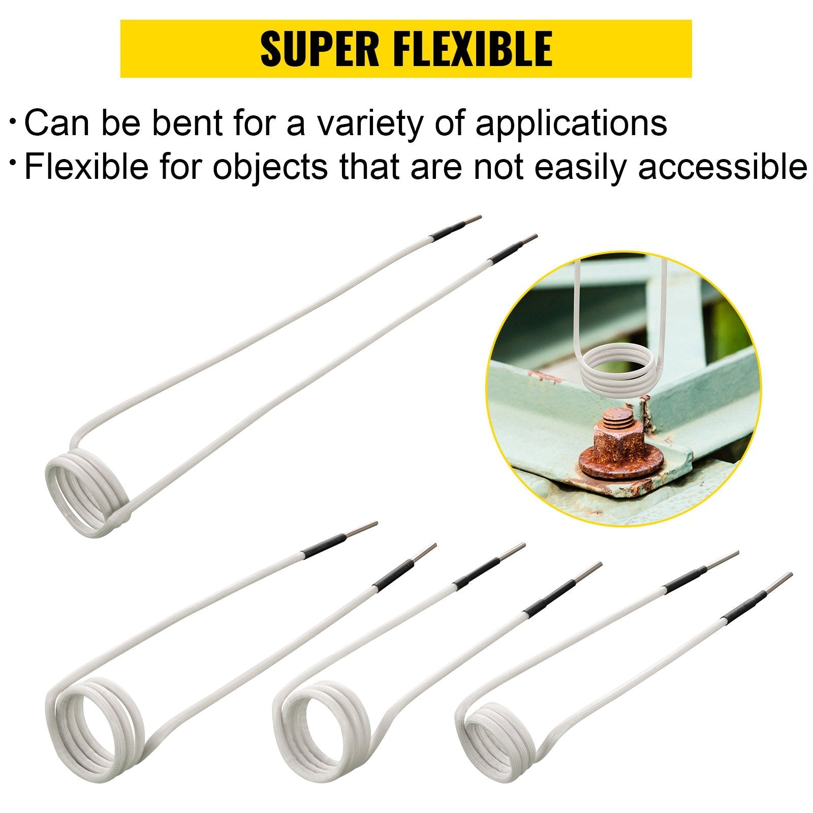 VEVOR Induction Heater Coil Kit 8PCS Most Used Induction Heater Coils with Varying Lengths, Heat Resistant Induction Heater Tool with Flexibility and Long Lifespan For Removing Rusty Bolts and Nuts 