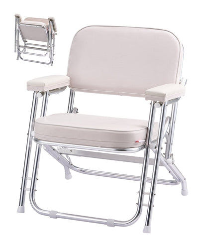 VEVOR Folding Deck Chair Boat Seat with Aluminum Alloy Frame Non-slip Foot Pads 
