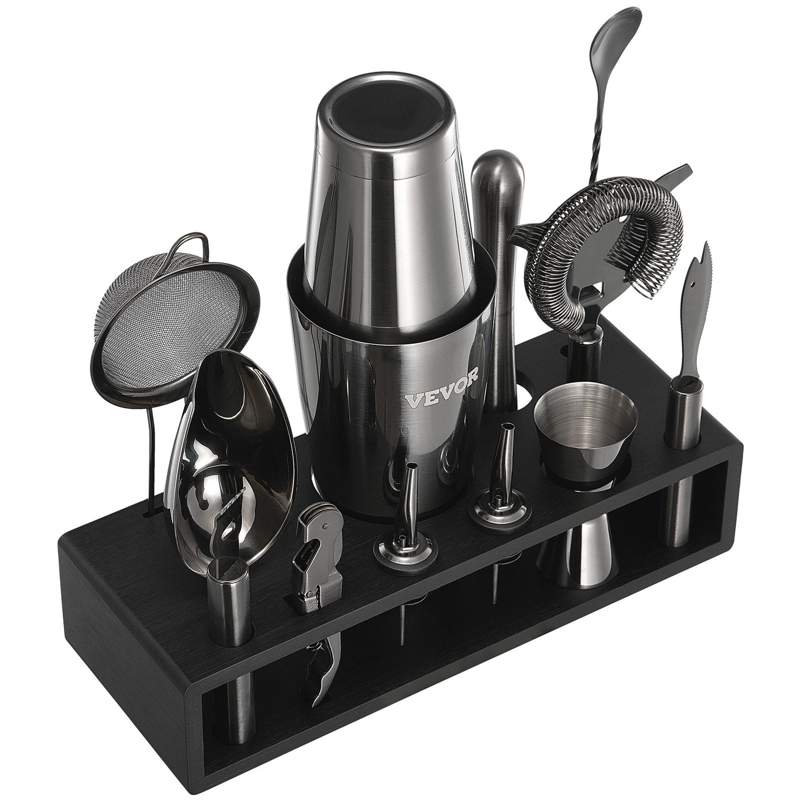 VEVOR Cocktail Shaker Set 13Pcs Bartender Kit Stainless Steel Bar Tools Gunmetal 