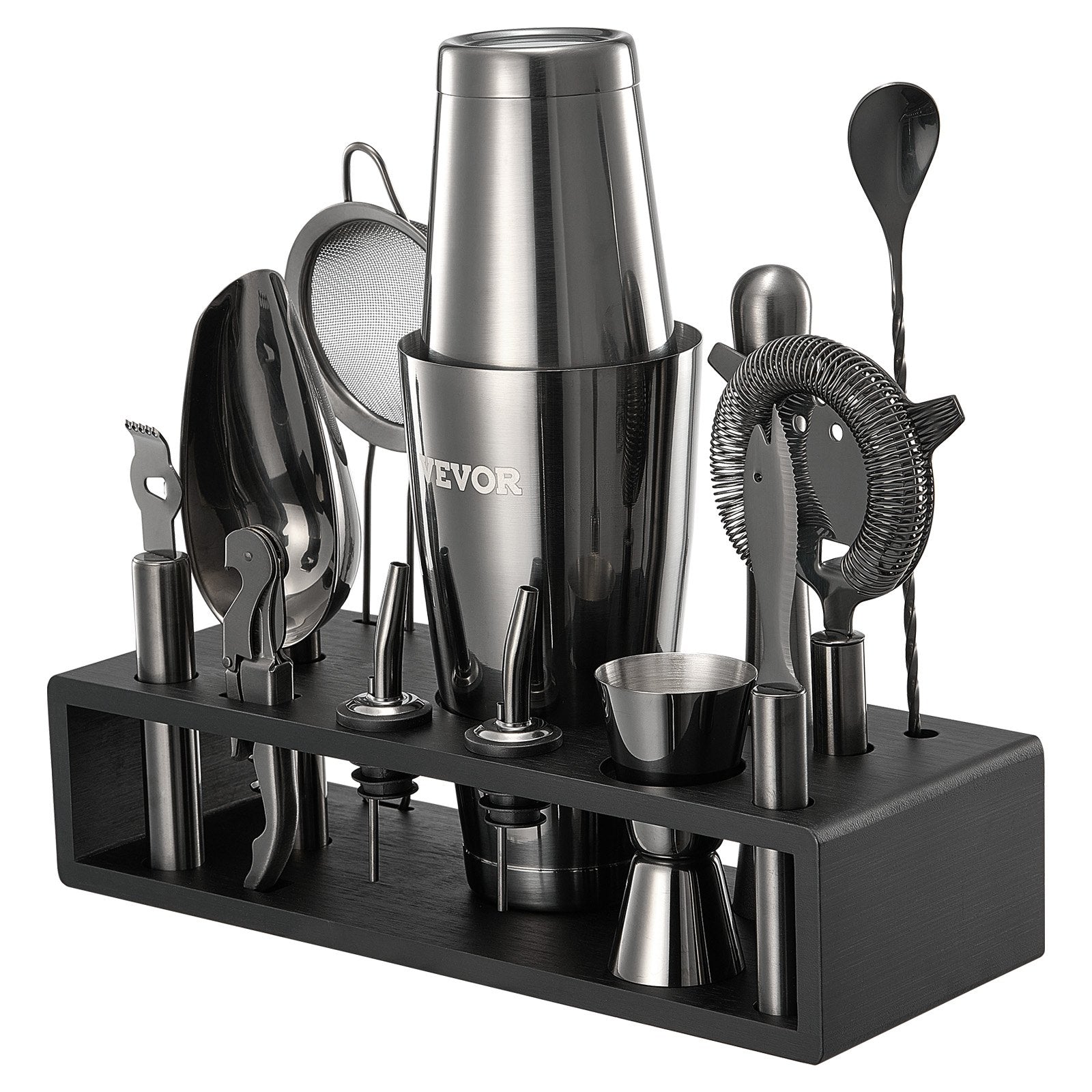VEVOR Cocktail Shaker Set 13Pcs Bartender Kit Stainless Steel Bar Tools Gunmetal 