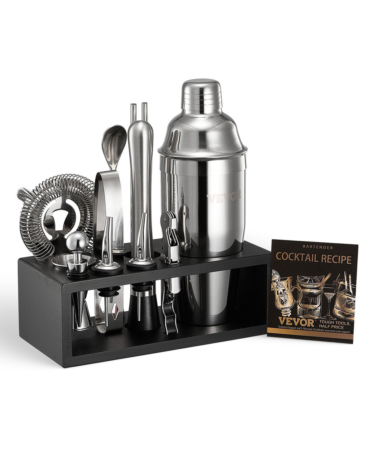 VEVOR Cocktail Shaker Set 13 Pcs Bar Tools Stainless Steel Bartender Kit Silver 