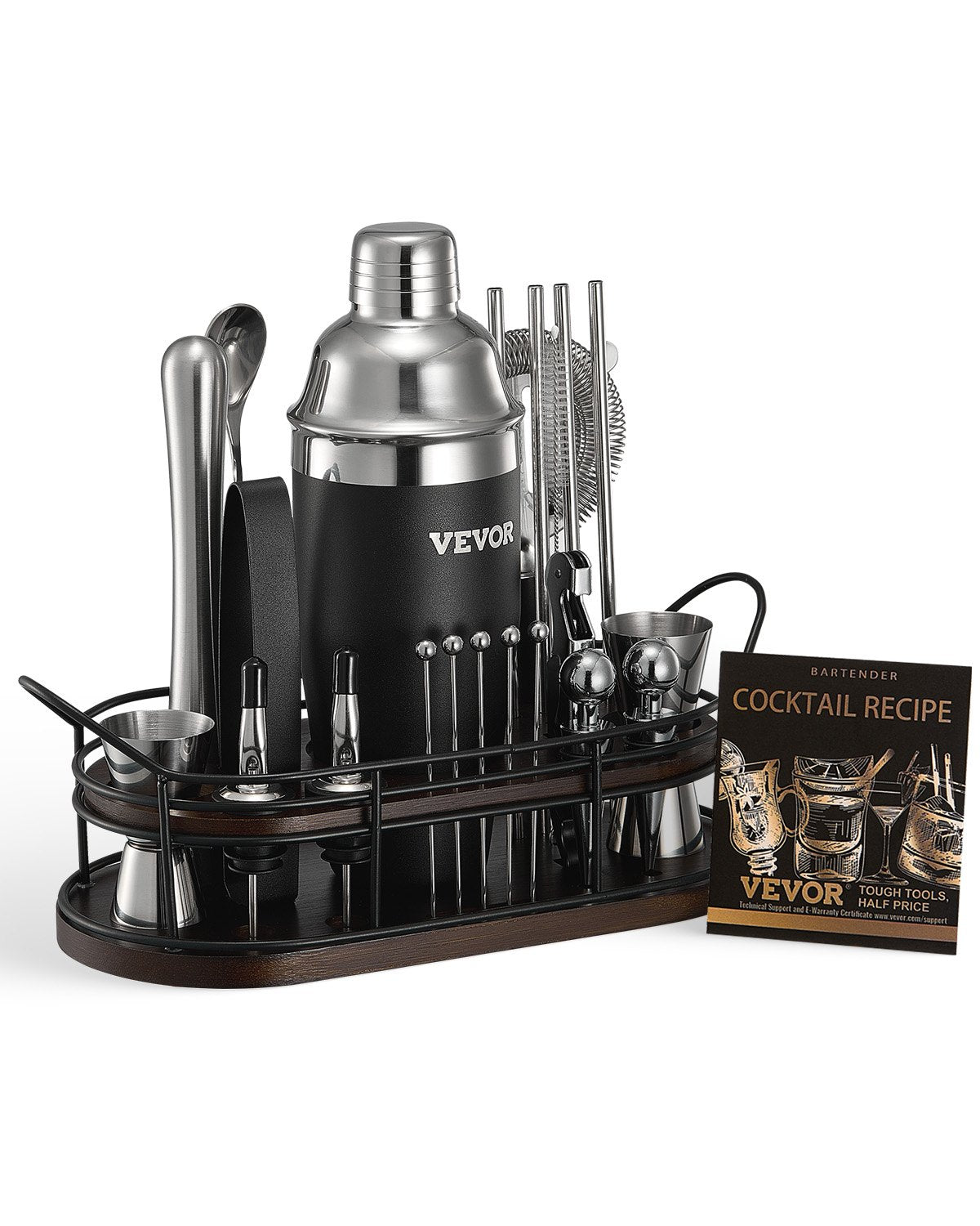 VEVOR Cocktail Shaker Set 23 Pcs Bartender Kit Stainless Steel Bar Tools Silver 