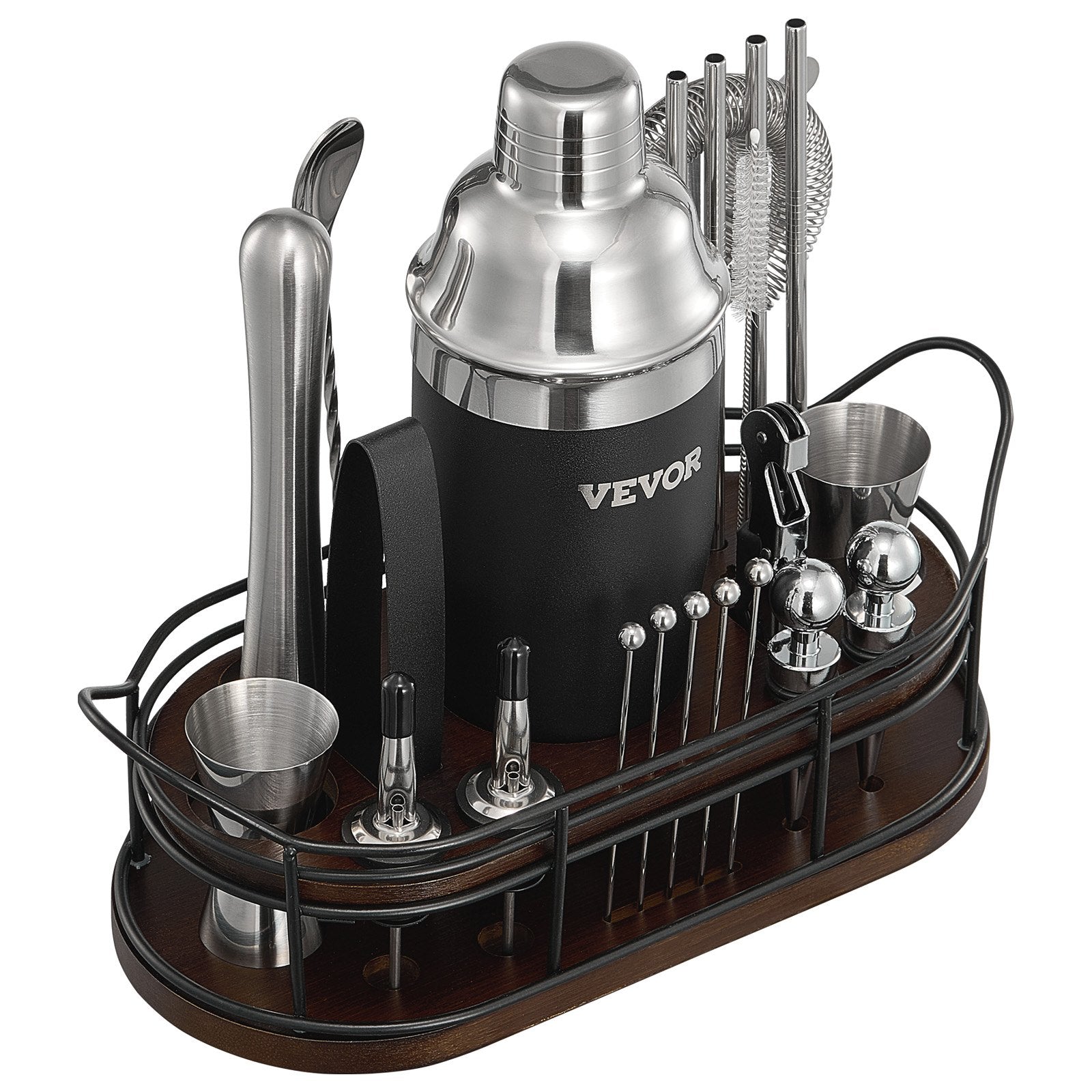 VEVOR Cocktail Shaker Set 23 Pcs Bartender Kit Stainless Steel Bar Tools Silver 