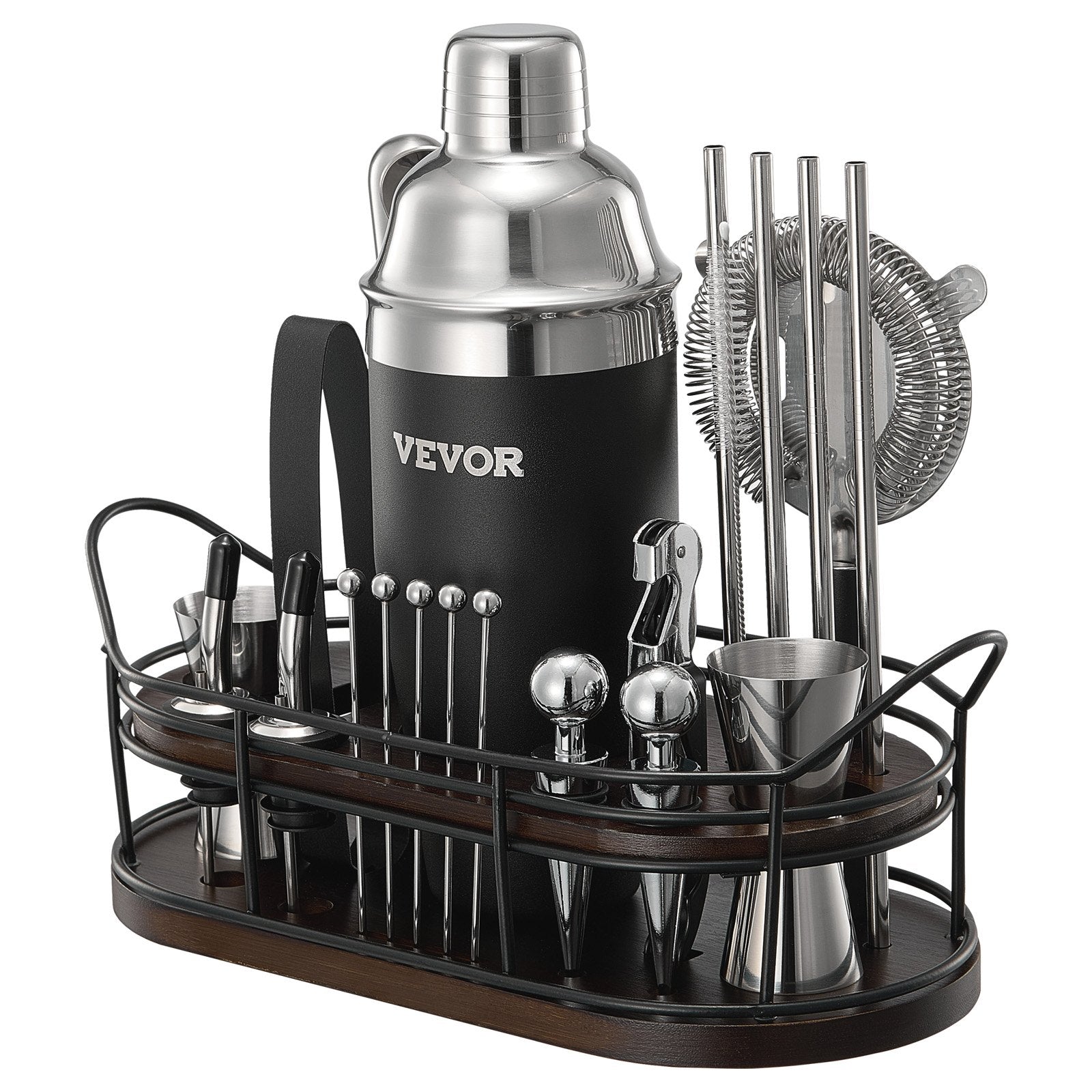 VEVOR Cocktail Shaker Set 23 Pcs Bartender Kit Stainless Steel Bar Tools Silver 