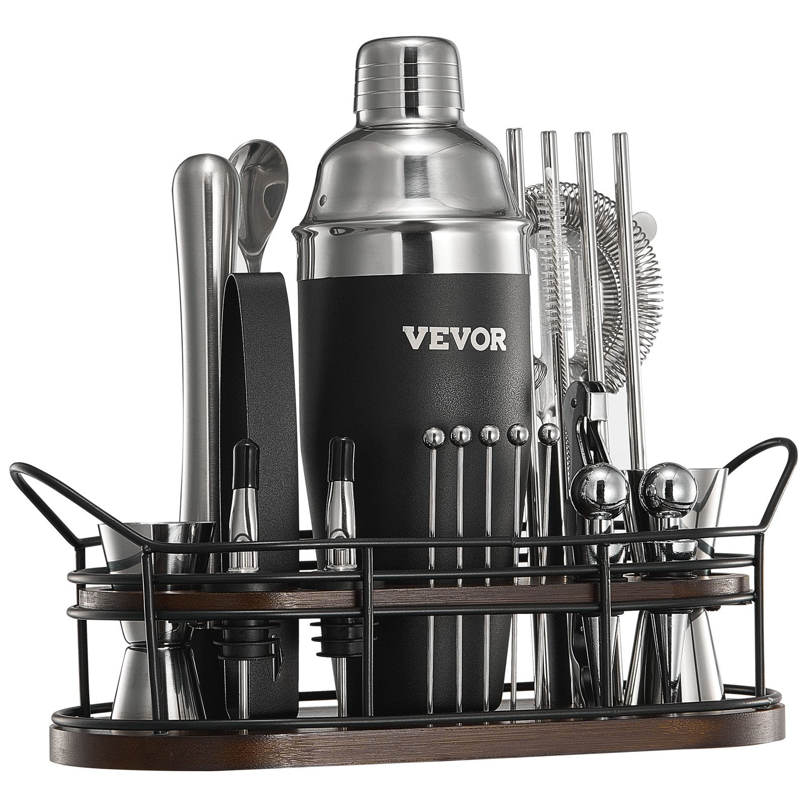 VEVOR Cocktail Shaker Set 23 Pcs Bartender Kit Stainless Steel Bar Tools Silver 