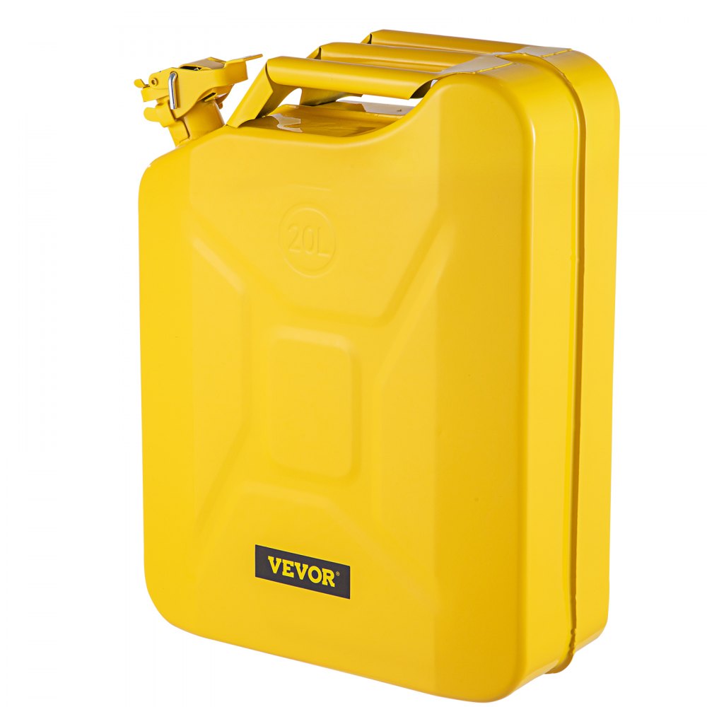 VEVOR Jerry Fuel Can, 5.3 Gallon / 20 L Portable Jerry Gas Can with Flexible Spout System, Rustproof ? Heat-resistant Steel Fuel Tank for Cars Trucks Equipment, Yellow 