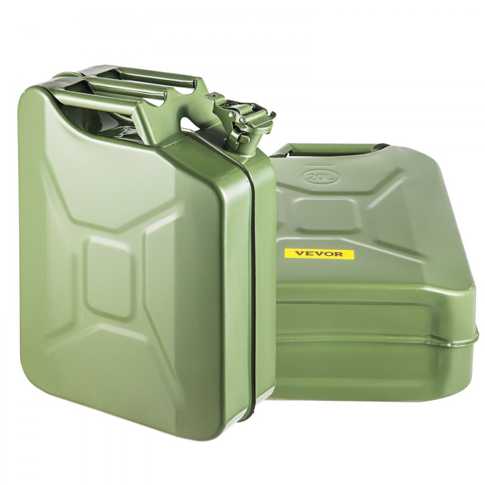 VEVOR Jerry Fuel Can, 5.3 Gallon / 20 L Portable Jerry Gas Can with Flexible Spout System, Rustproof ? Heat-resistant Steel Fuel Tank for Cars Trucks Equipment, 2PCS Green 