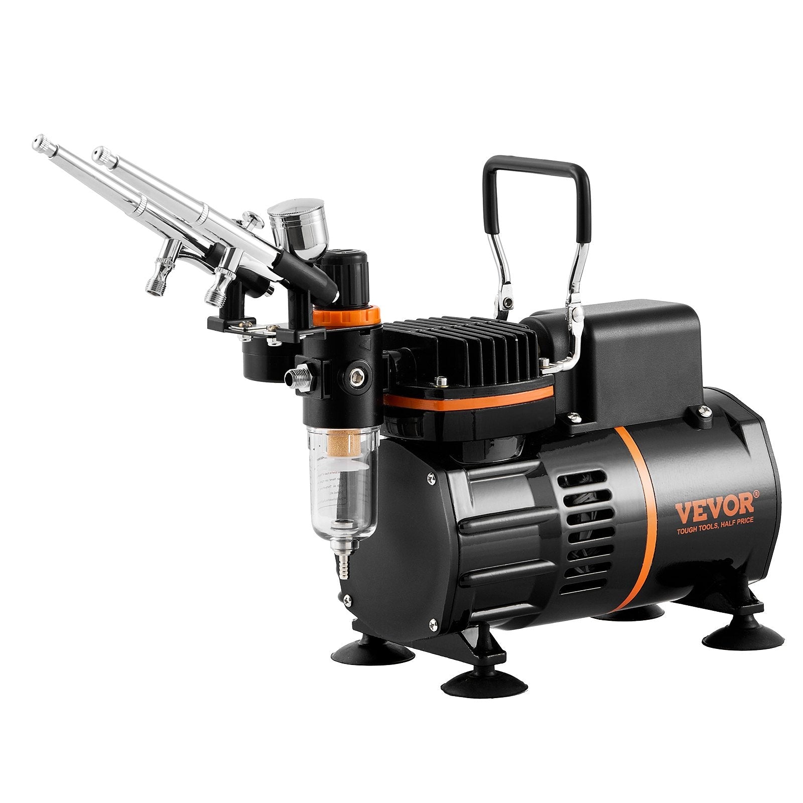 VEVOR Airbrush Kit, Dual Fan Air Compressor Professional Airbrushing System Kit with 3 Airbrushes, Holder, Color Mixing Wheel, Cleaning Brush Set, Air Brush Set for Art Nail Cookie Tattoo Makeup Cake 