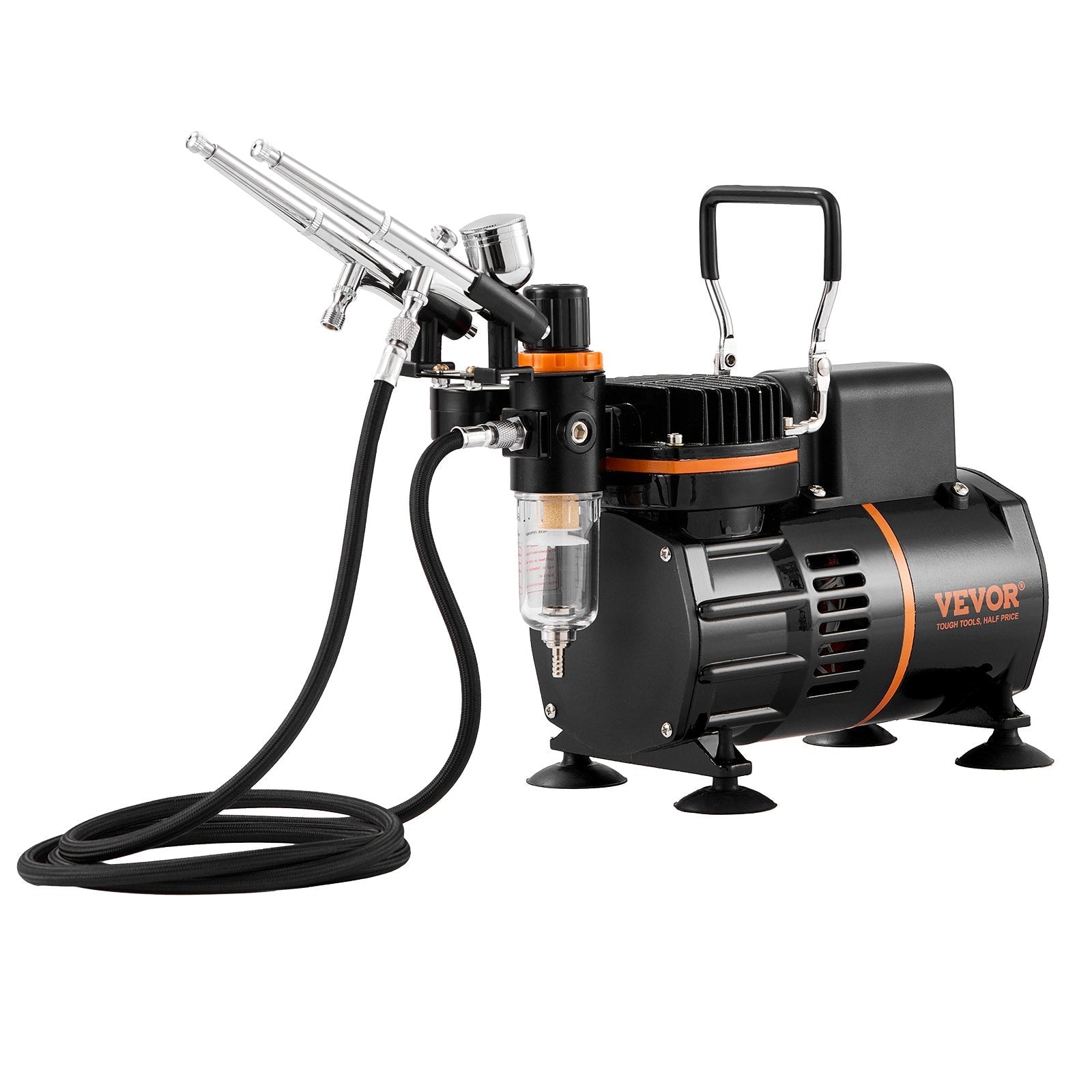 VEVOR Airbrush Kit, Dual Fan Air Compressor Professional Airbrushing System Kit with 3 Airbrushes, Holder, Color Mixing Wheel, Cleaning Brush Set, Air Brush Set for Art Nail Cookie Tattoo Makeup Cake 