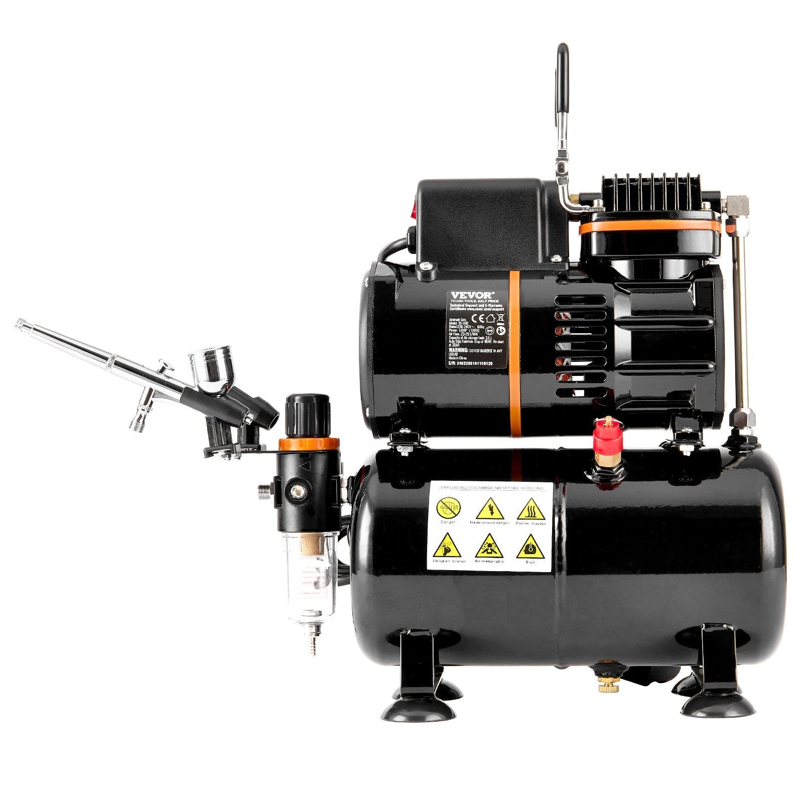 VEVOR Airbrush Kit, Dual Fan Air Tank Compressor System Kit with 3.5L Air Storage Tank, Air Brush Set with 0.3 mm Tip Airbrush, Holder, Color Mixing Wheel, Cleaning Brush Set, Art Nail Cookie Tattoo 